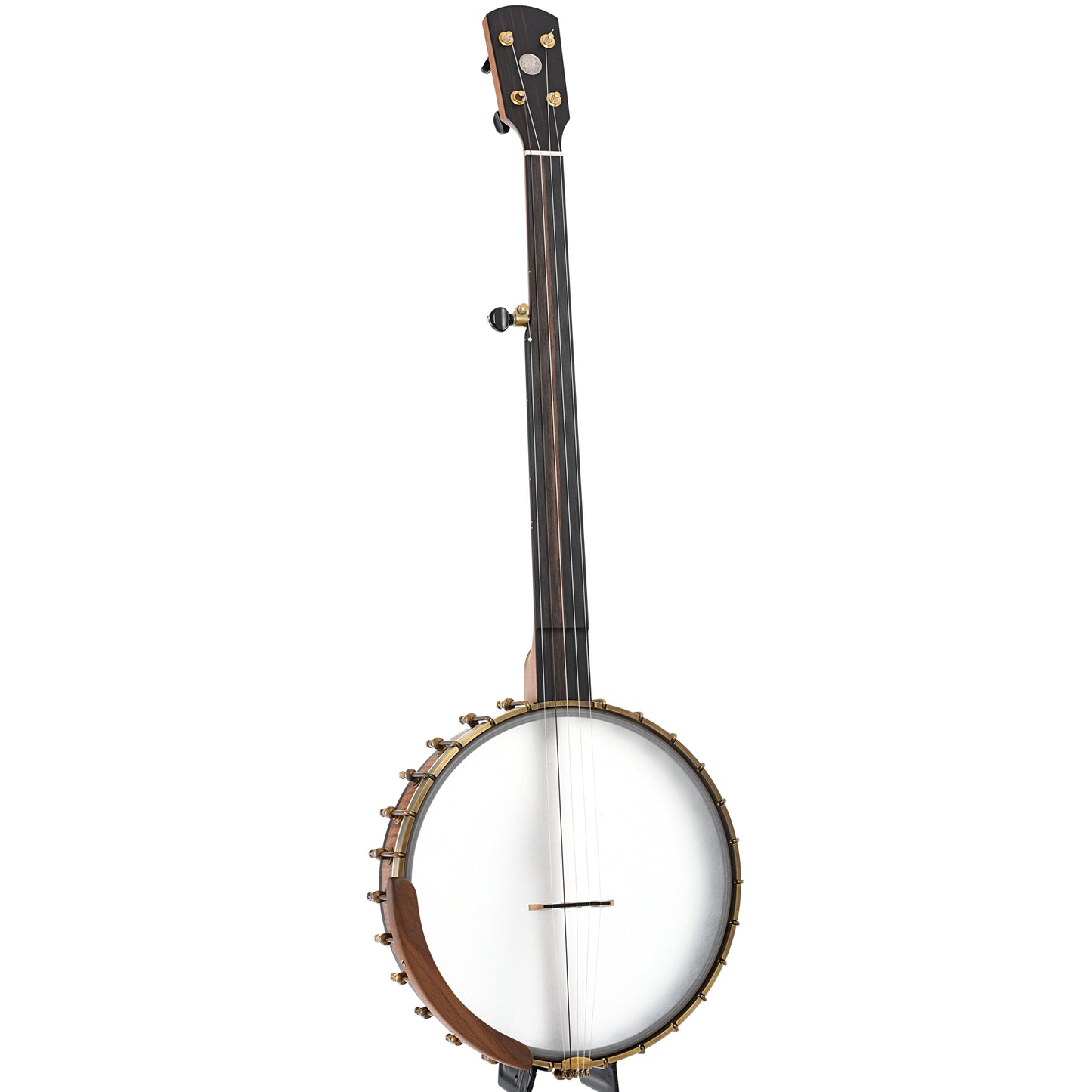 Full front and side of of Ode Magician 12" Fretless Openback Banjo Nylgut Strings