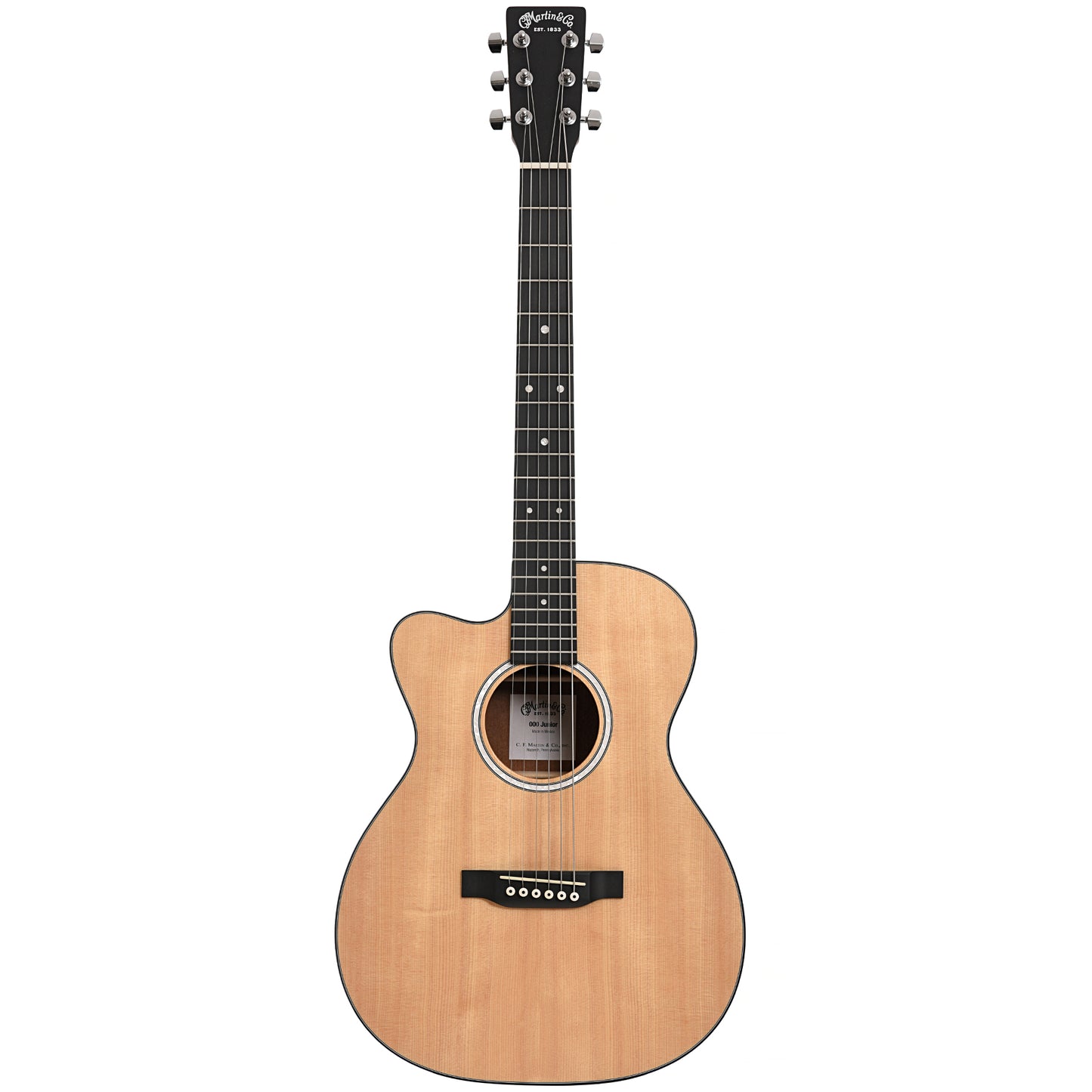 Full front of Martin 000CJr-10EL Lefthanded Cutaway 000 Junior 