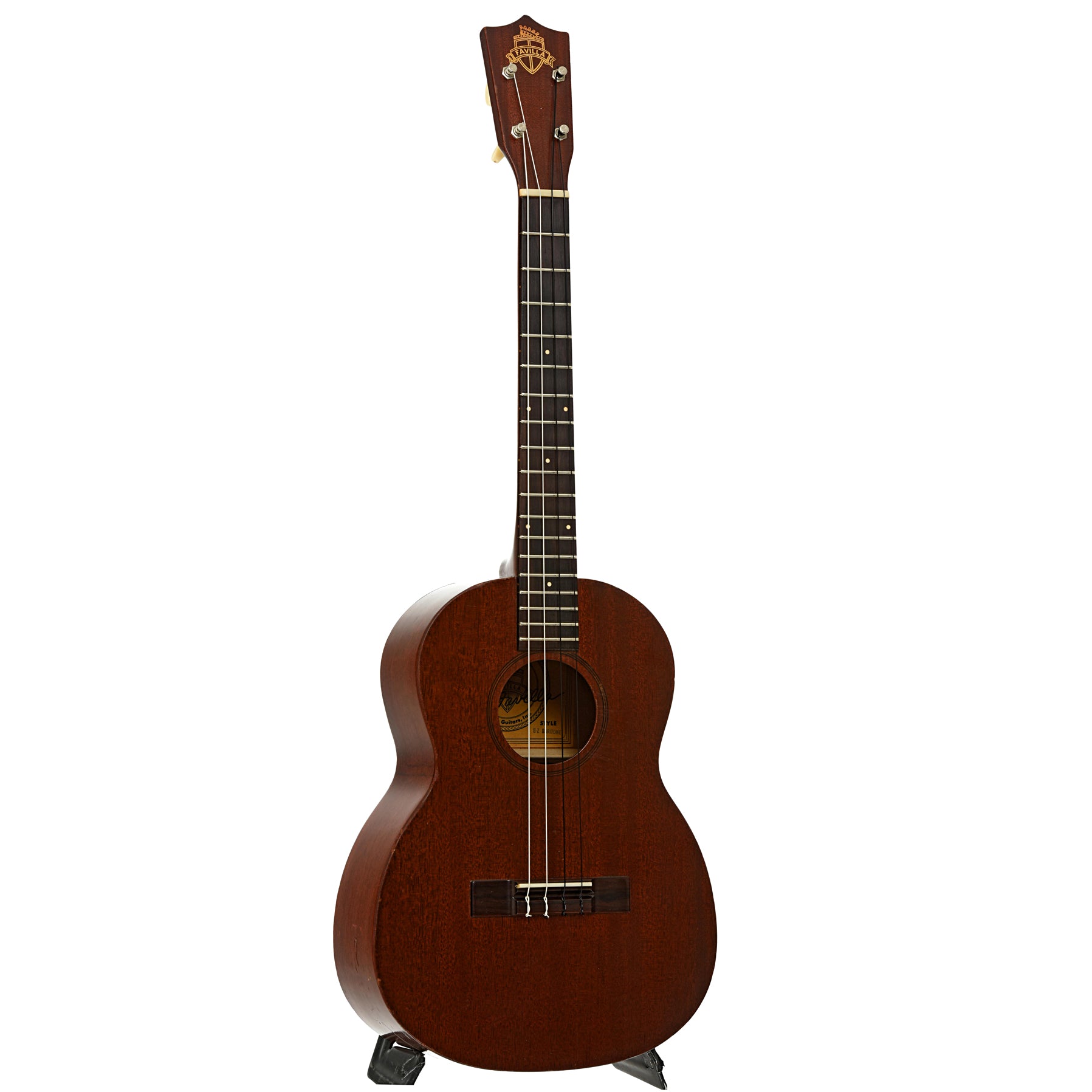 Full front and side of Favilla B-2 Baritone Ukulele 