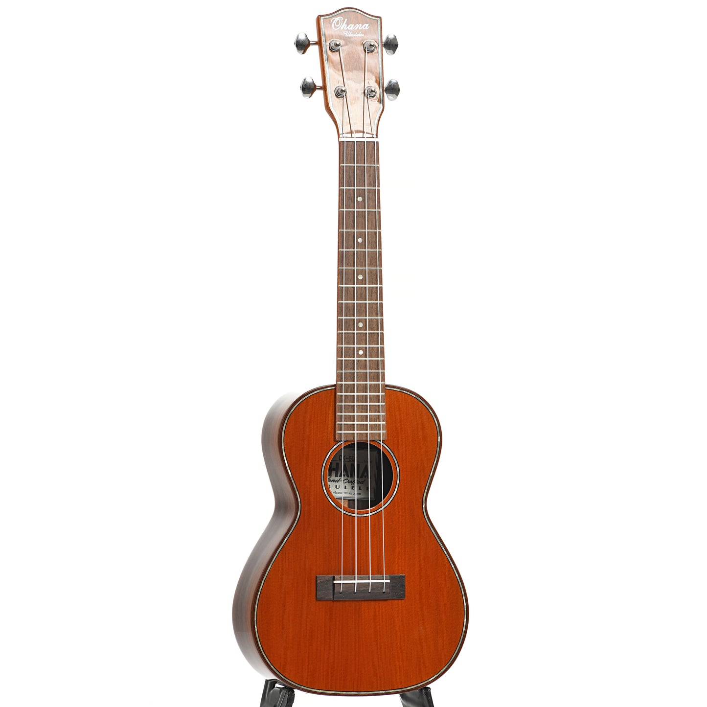 Full front and side of Ohana CK-50G Concert Ukulele