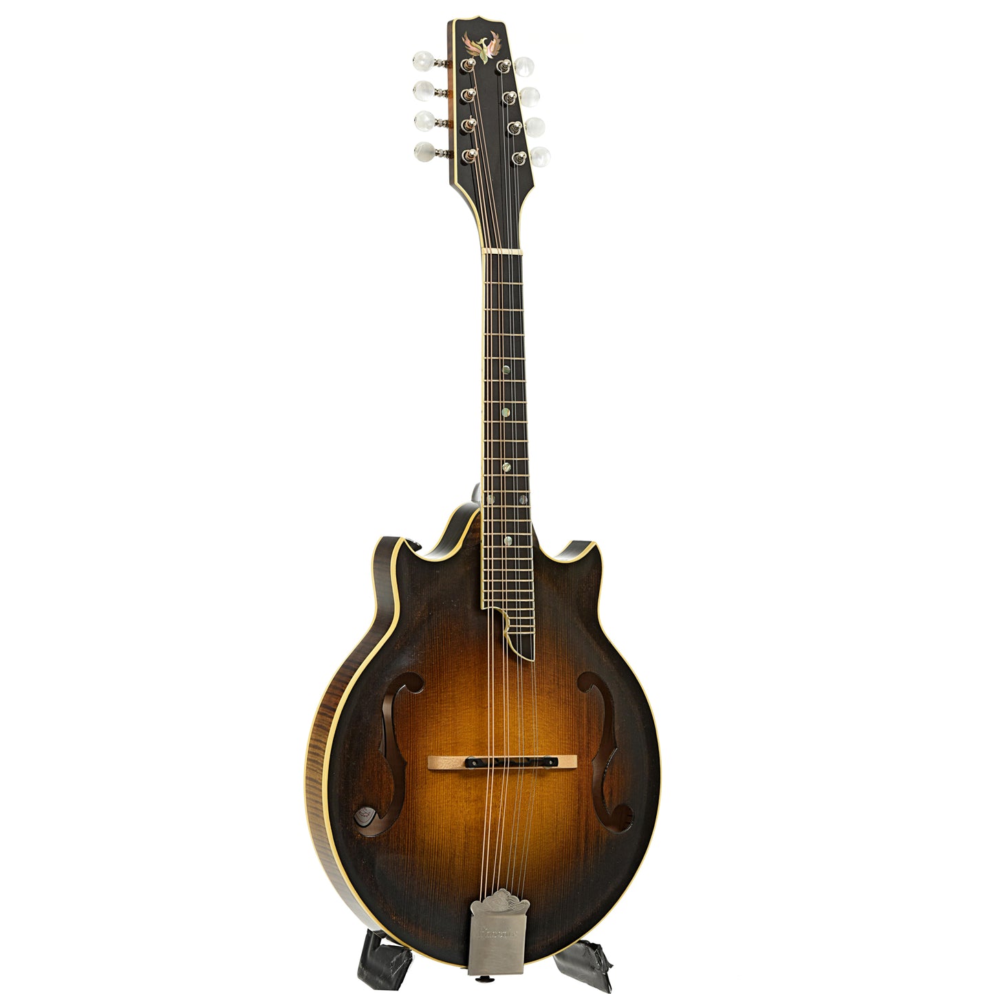 Full front and side of Phoenix Bluegrass Model Mandolin