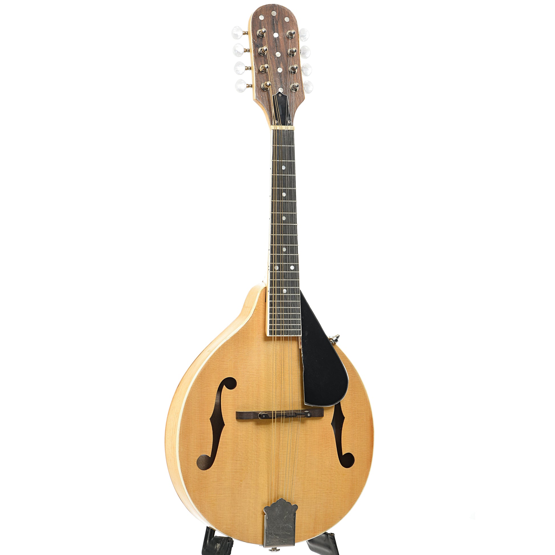 Full front and side of Jordan L. Buck A-Style Kit Mandolin (2024)