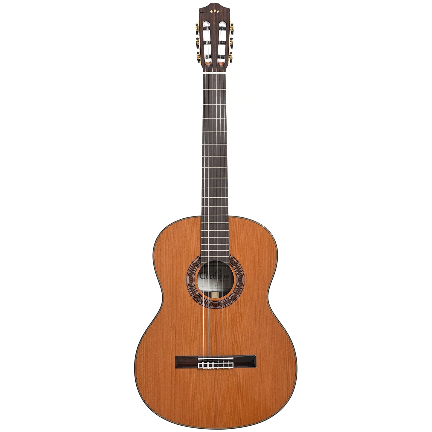 Full front of Cordoba C7 Classical Guitar, Cedar Top (recent)