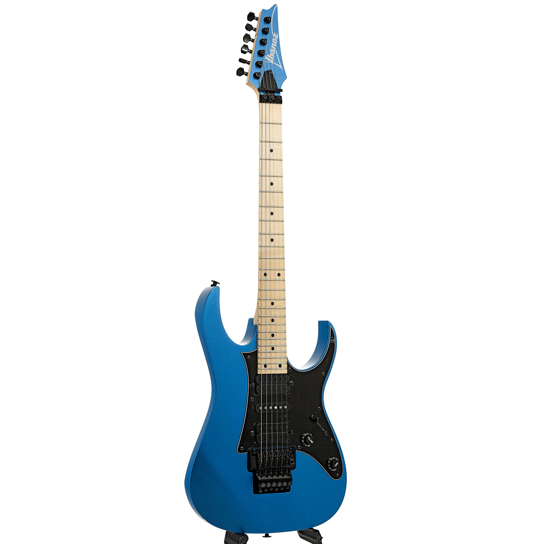 Full front and side of Ibanez RG550 Genisis Collection Electric Guitar, Electric Blue