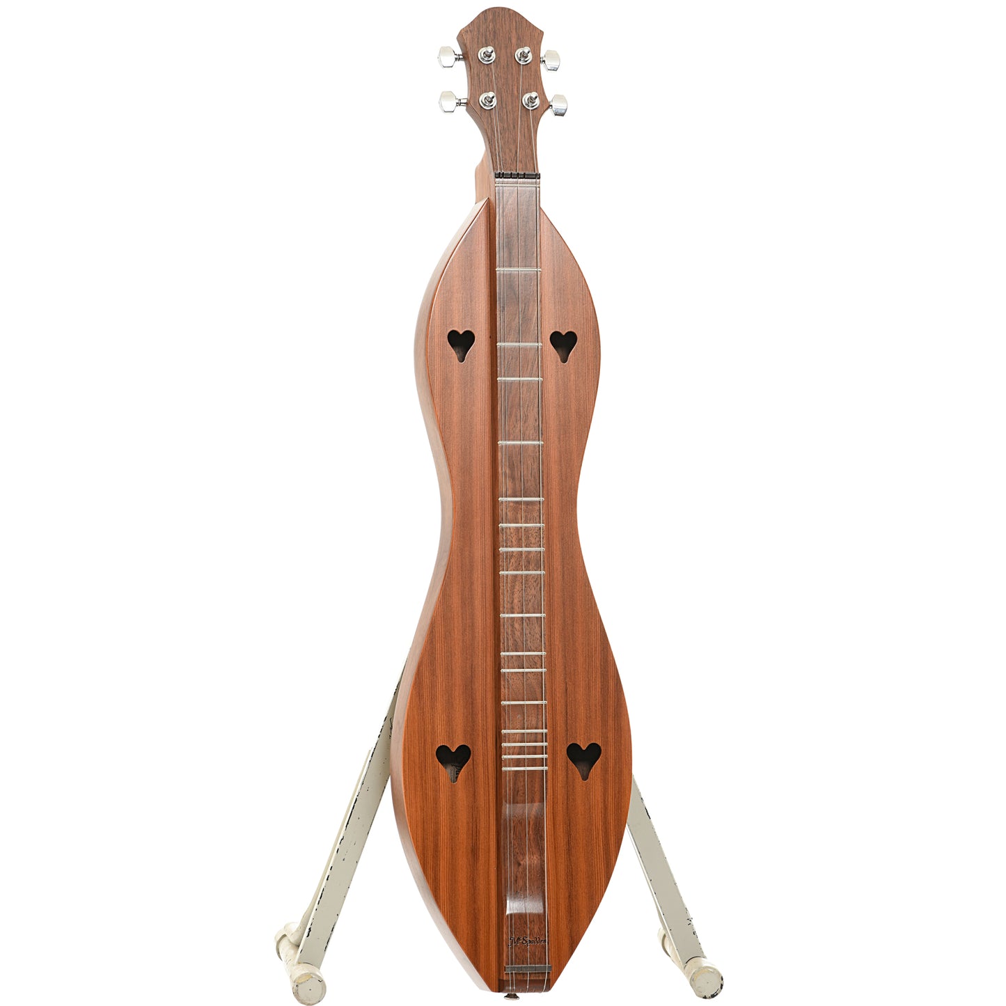 Full front and side of McSpadden Ginger 3/4 Size Walnut & Redwood Lap Dulcimer 