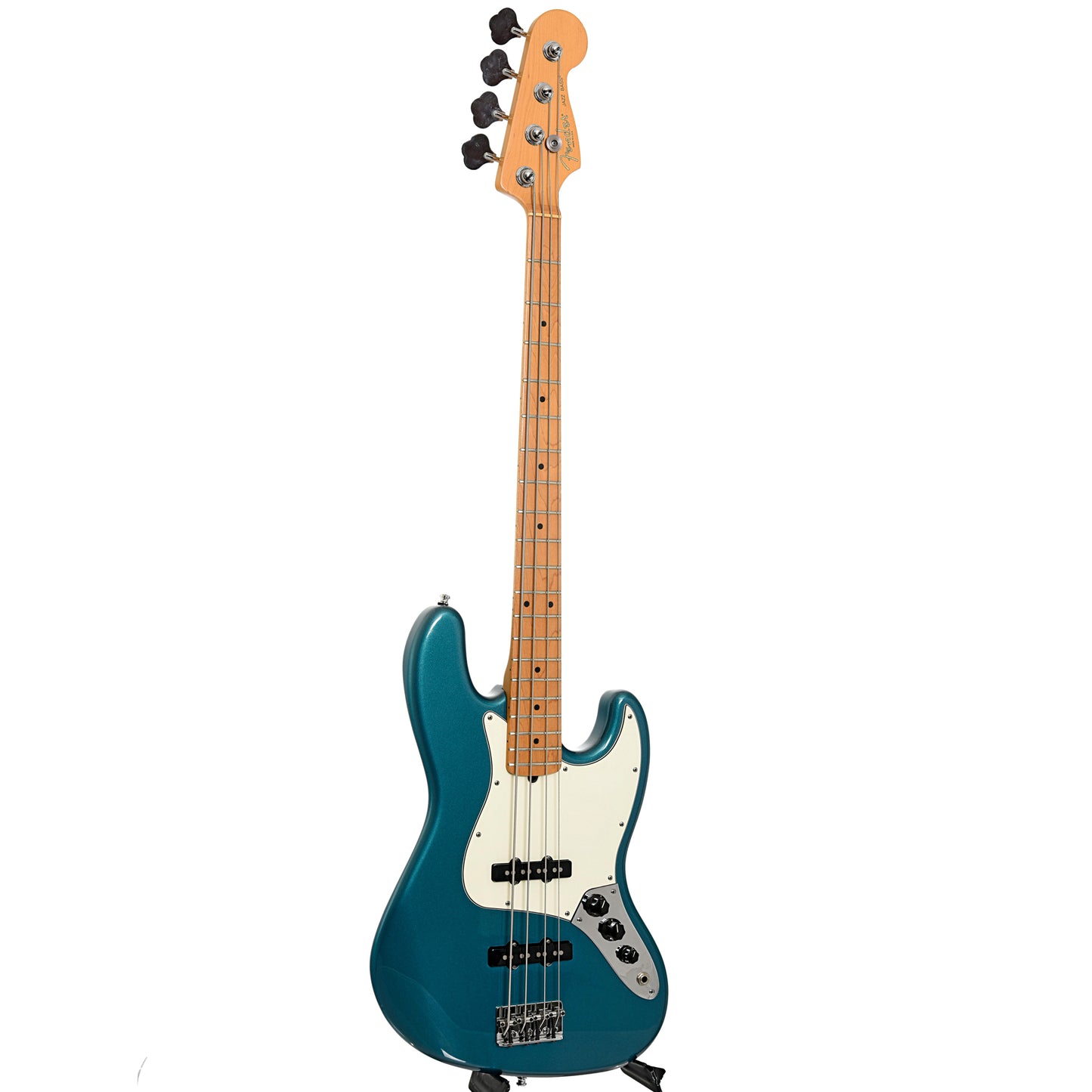 Full front and side of Fender American Series Jazz Bass