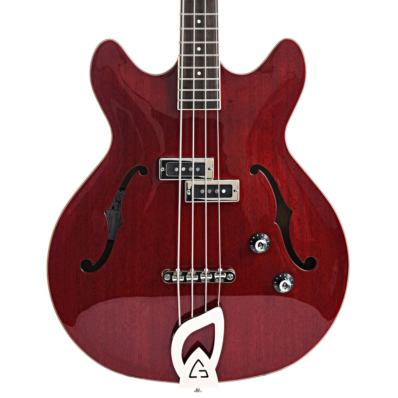 Front of Guild Starfire 1 Bass, Cherry Red