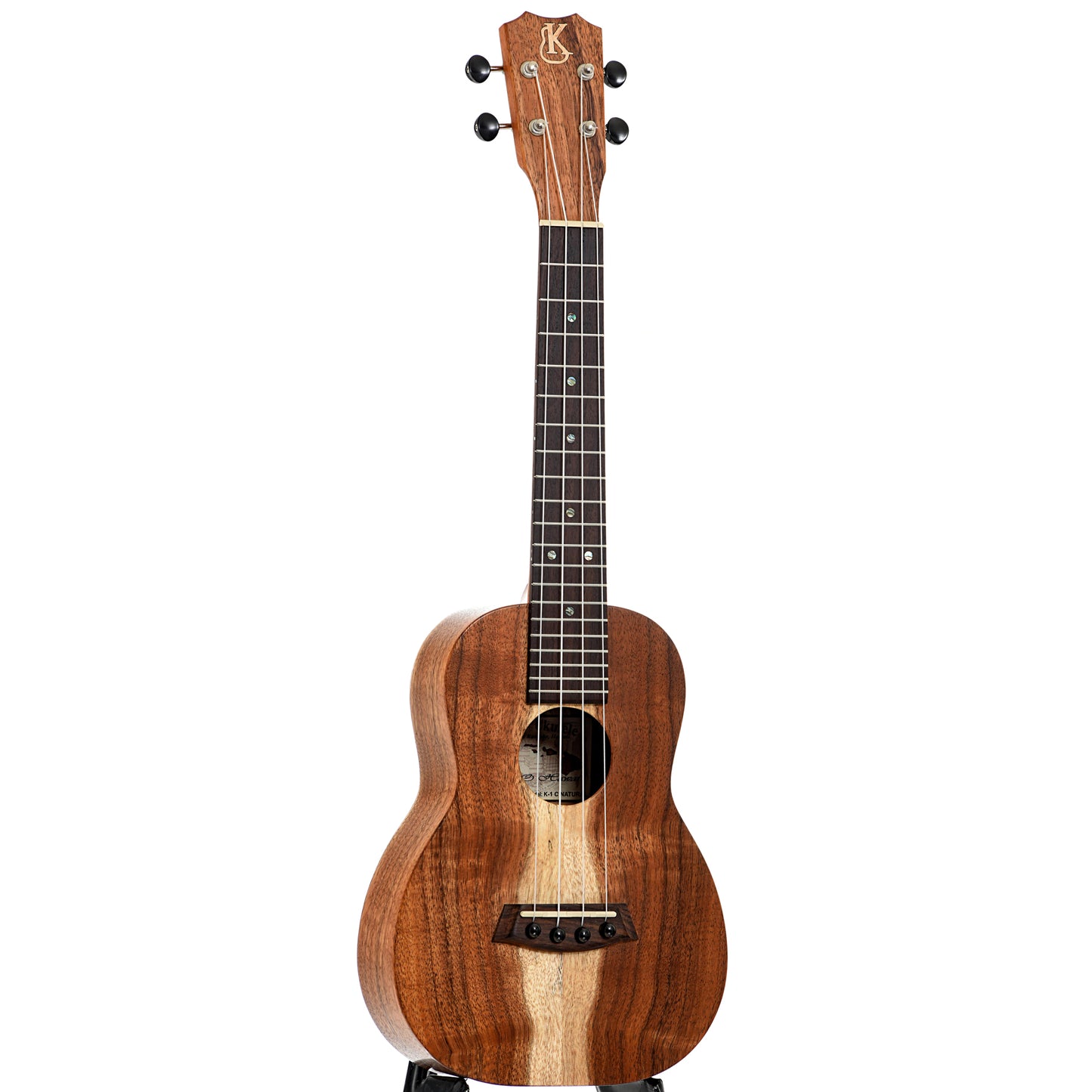 Full front and side of Kanile'a K-1C Satin Concert Ukulele 