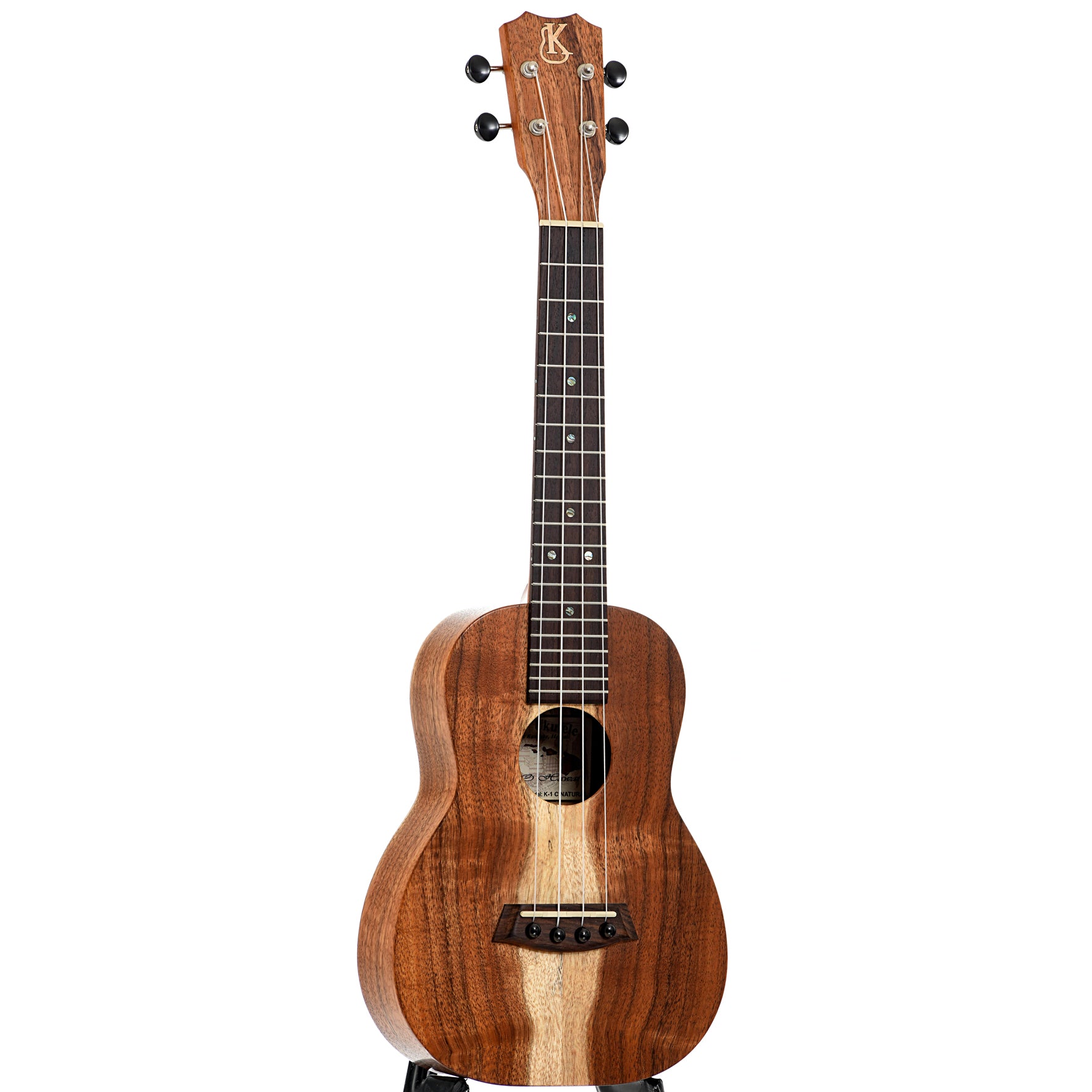 Full front and side of Kanile'a K-1C Satin Concert Ukulele 