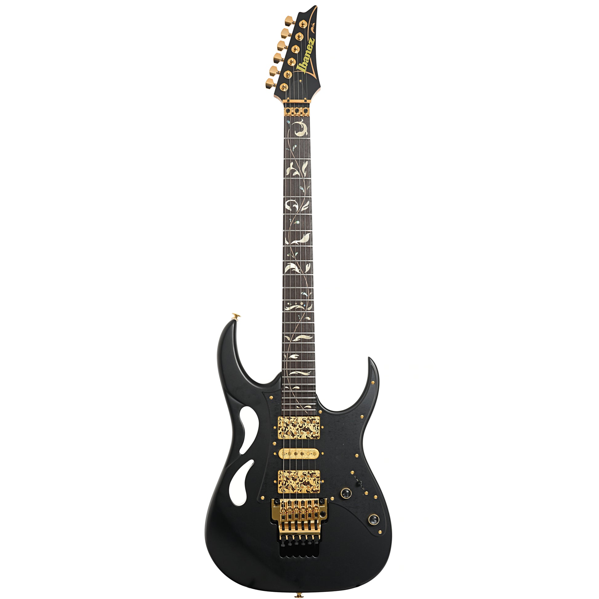 Full front of Ibanez Steve Vai Signature PIA3761 Electric Guitar, Onyx Black