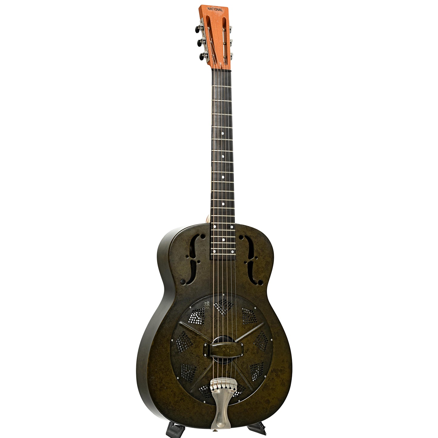 Full front and side of National NRP-B Roundneck Resonator Guitar 