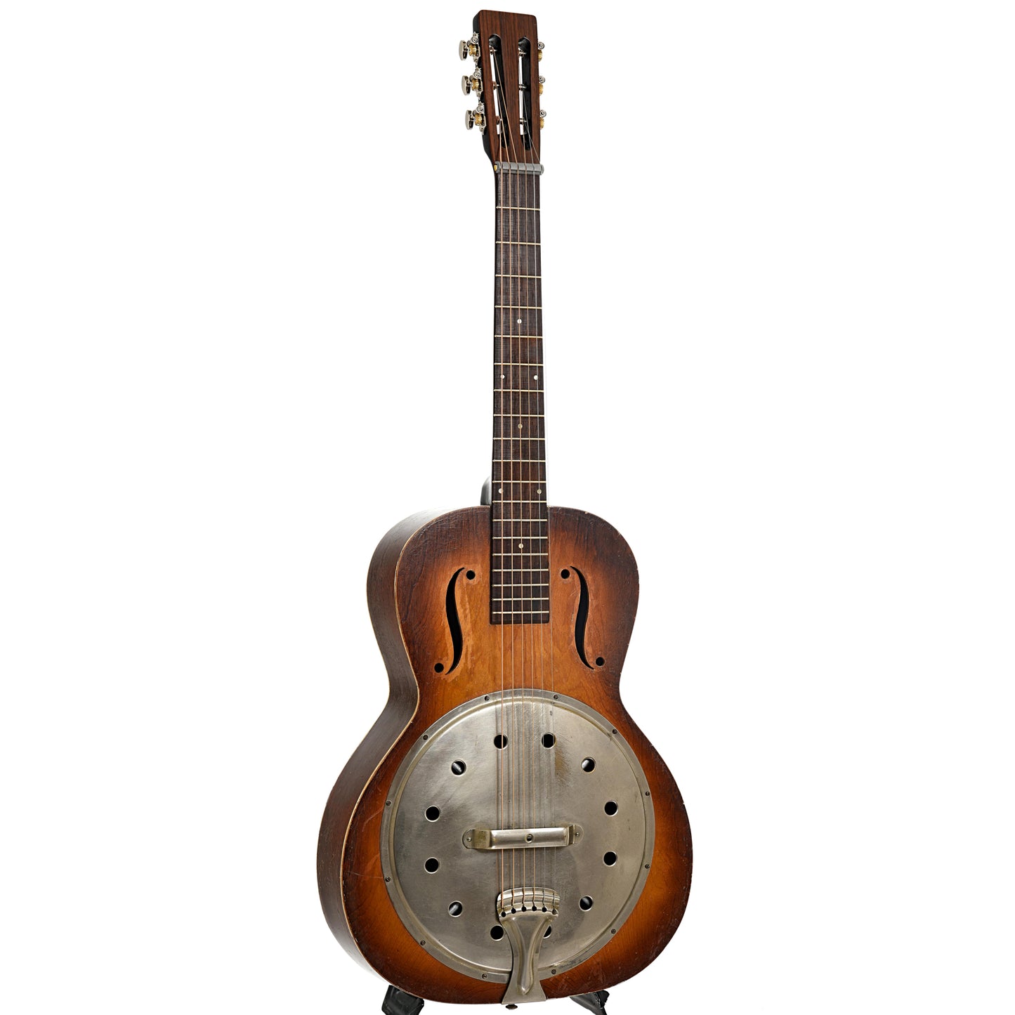 Full front and side of Regal Model 19 Angelus Resonator Guitar