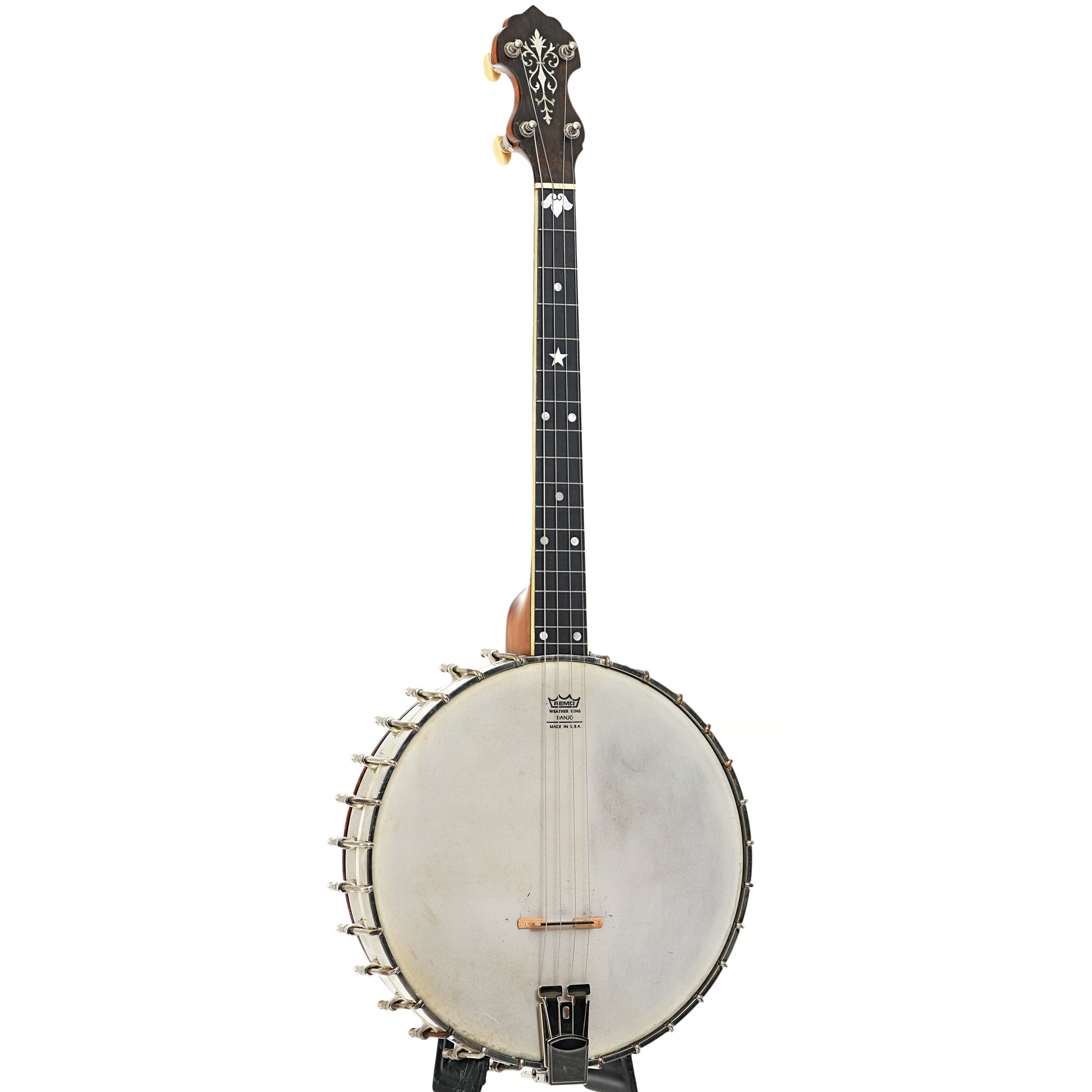 Full front and side of Vega Tubaphone Style M Tenor Banjo (1923)