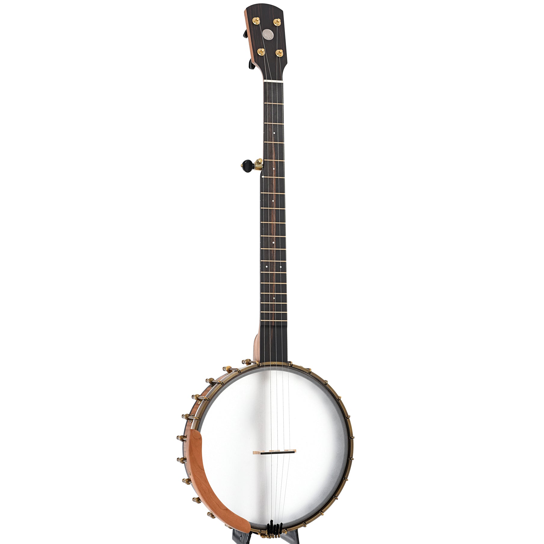 Full front and side of Ode Magician 11" Openback Banjo