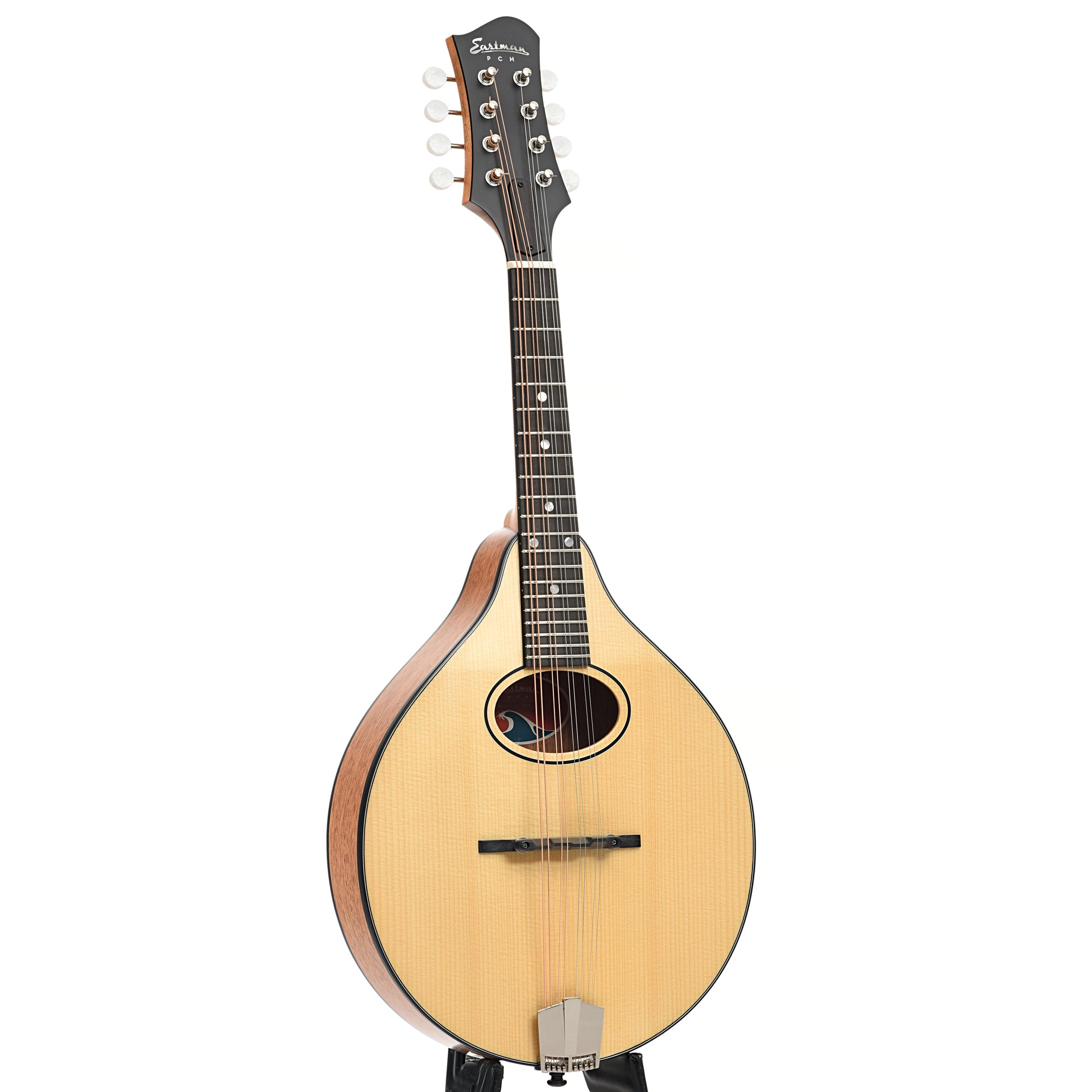 Full front and side of Eastman PCH-M104 Mandolin, Natural