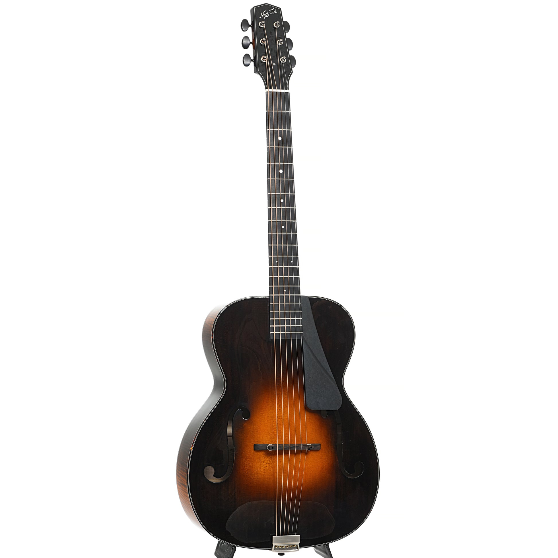 Full front and side of Northfield "The Rival" Archtop Acoustic Guitar, Antique Cremona Sunburst