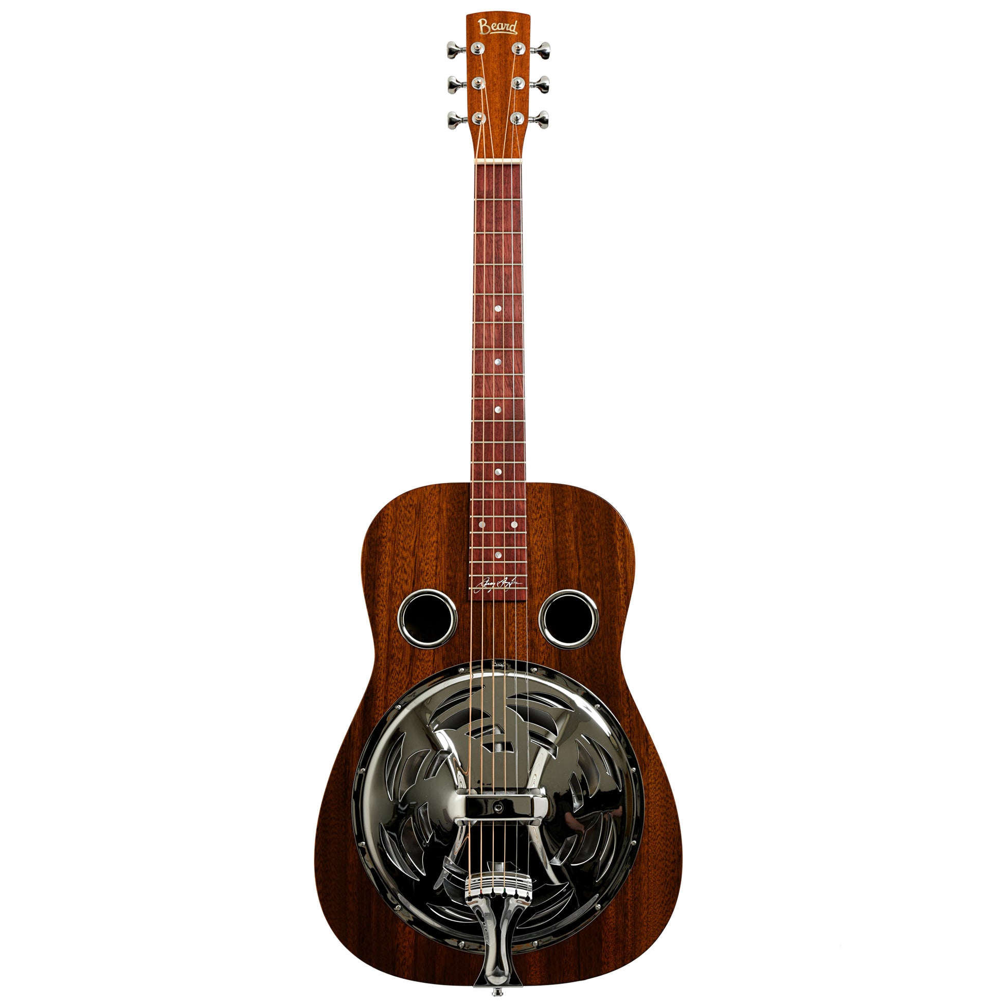 Full front of Beard Jerry Douglas Brown-Beard Squareneck Resonator Guitar