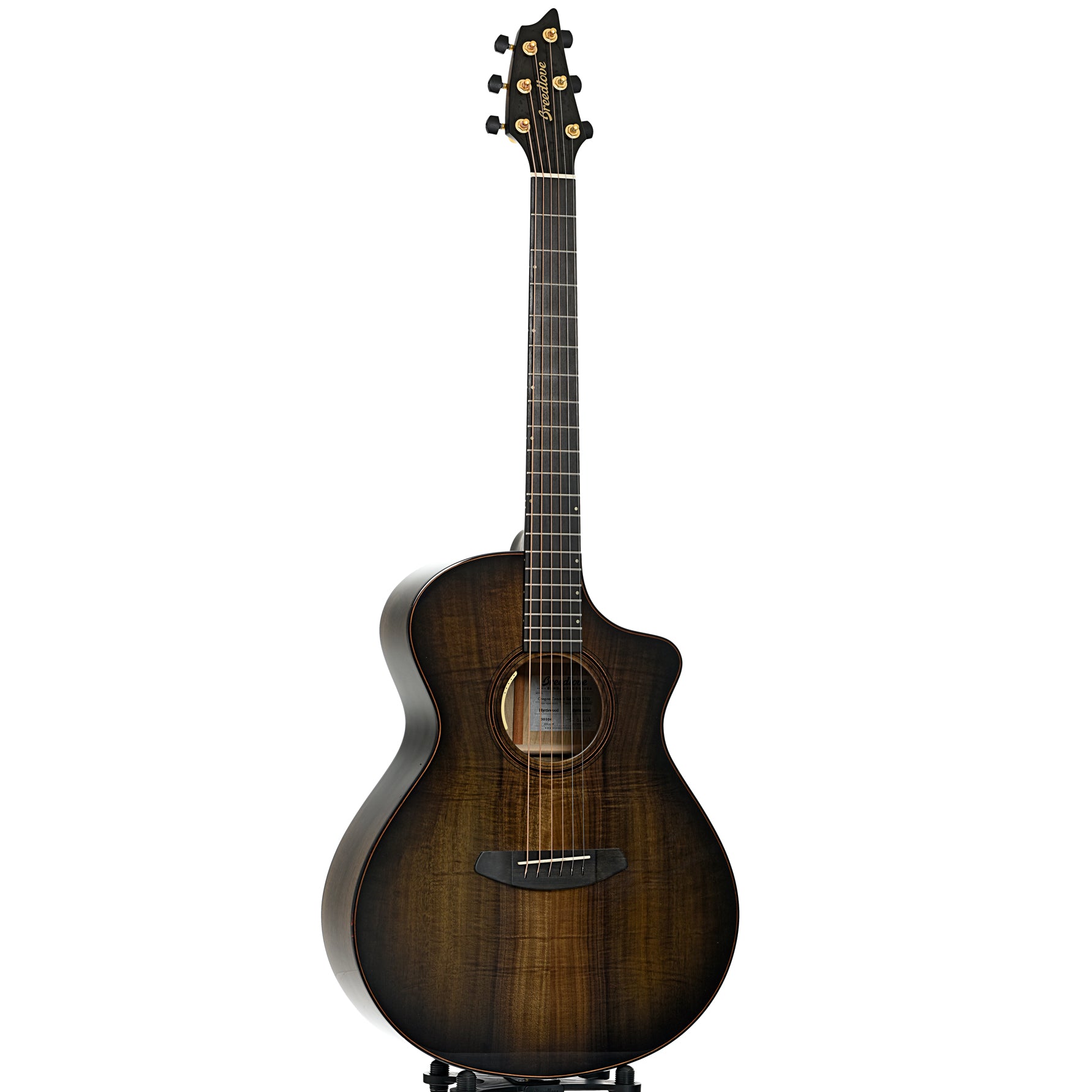 Full front and side of Breedlove Oregon Concert Sable CE Myrtlewood-Myrtlewood Limited Edition 