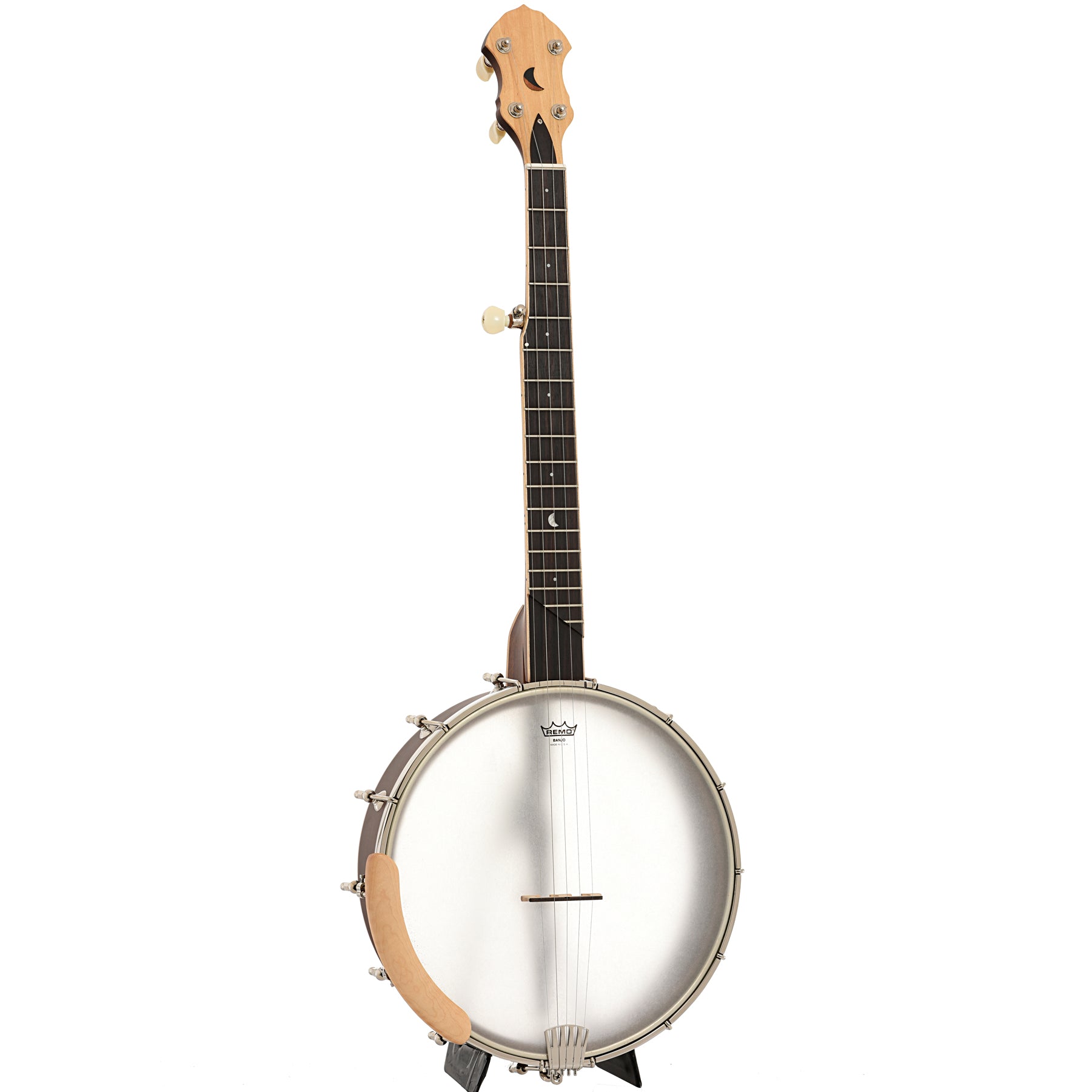 Full front and side of Gold Tone HM-100 High Moon A-Scale Openback Banjo