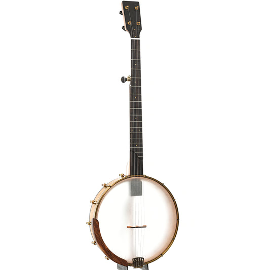 Full front and side of Ome Tupelo Openback Banjo, 12" Rim, Cherry