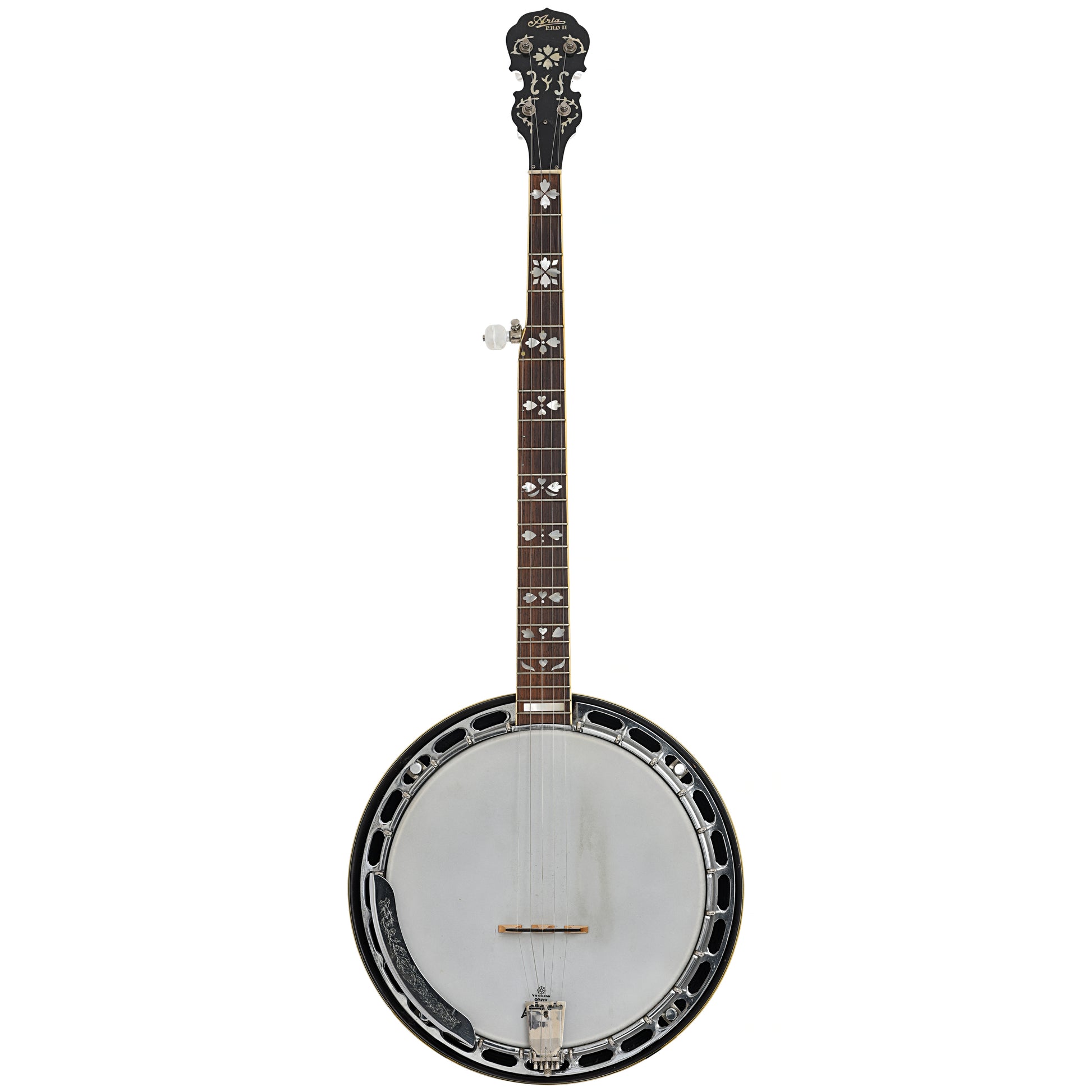 Full front of Aria Pro II PB450 5-String Resonator Banjo