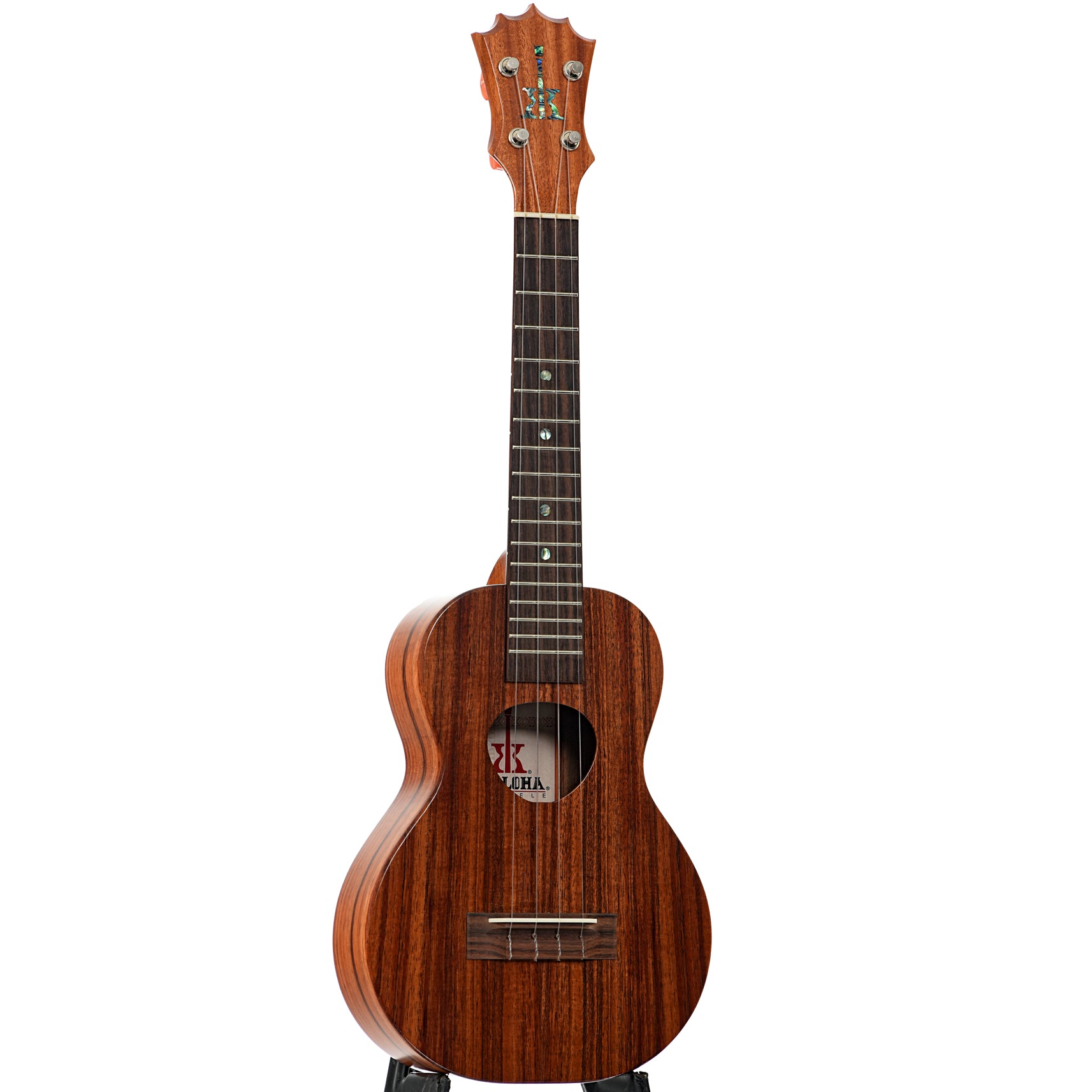 Full front and side of KoAloha KCM-00 Concert ukulele