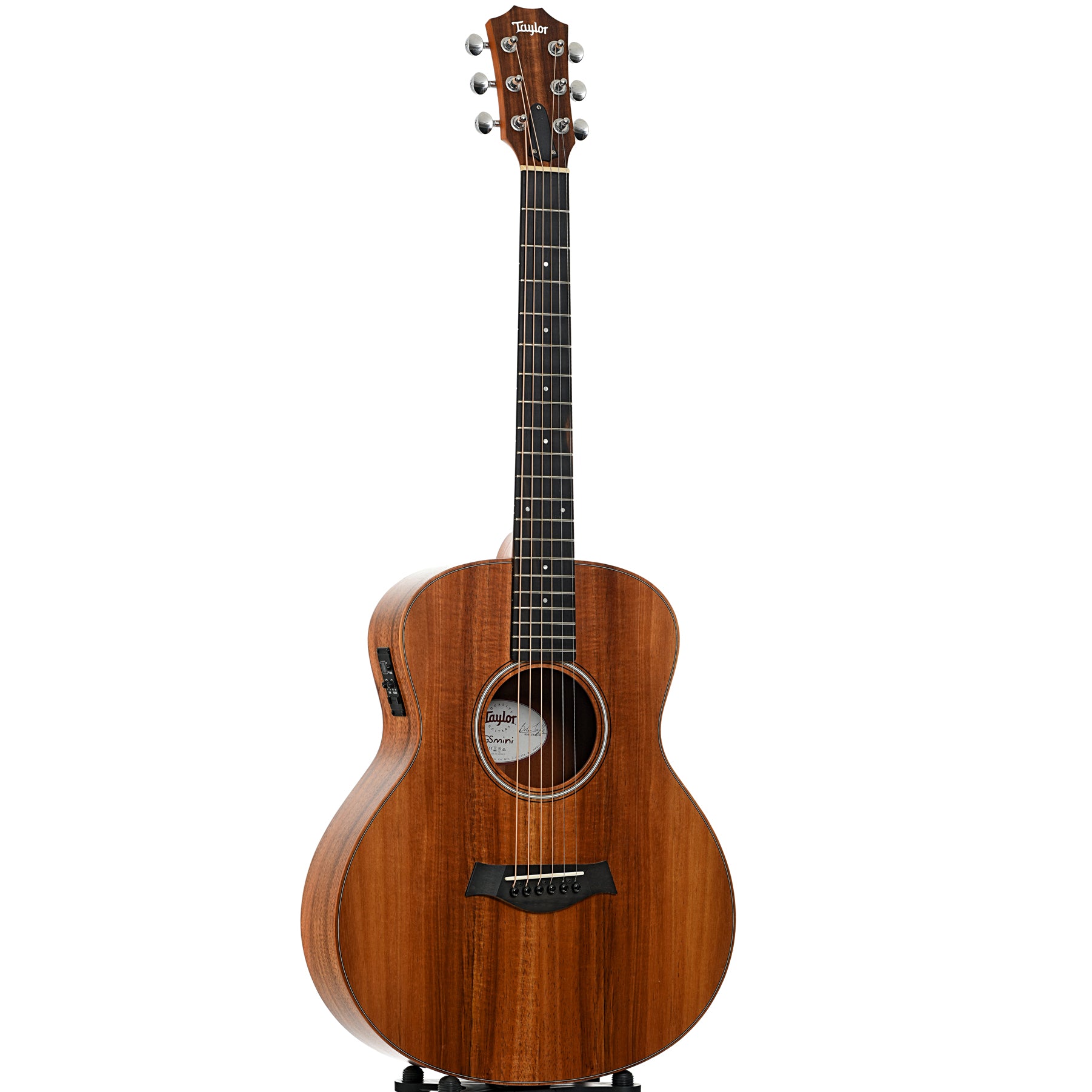 Full front and side of Taylor GS Mini-E Koa Acoustic-Electric Guitar