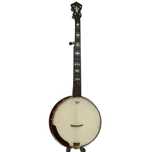 Full front and side of J.Romero Custom Open Back Banjo