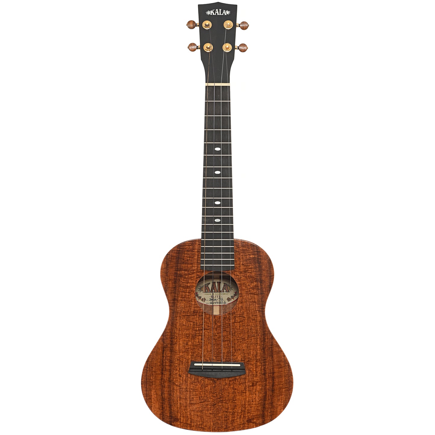 Full front of Kala Elite Koa 3 Tenor Ukulele, Gloss Finish with Case (2020)