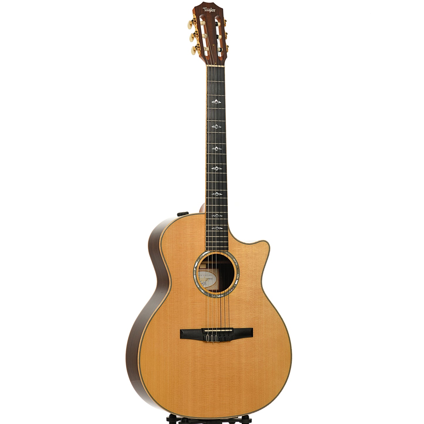 Full front and side of Taylor 814 CEN Nylon String Guitar (2012)