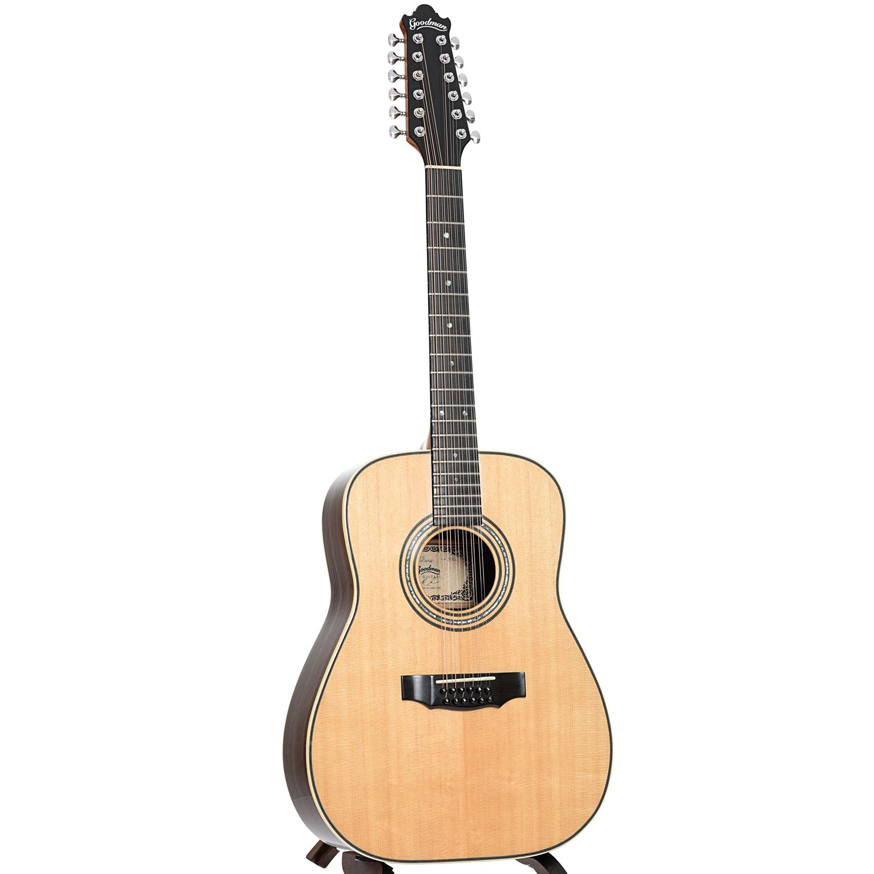 Full front and side of Goodman 12-String Dreadnought Acoustic Guitar