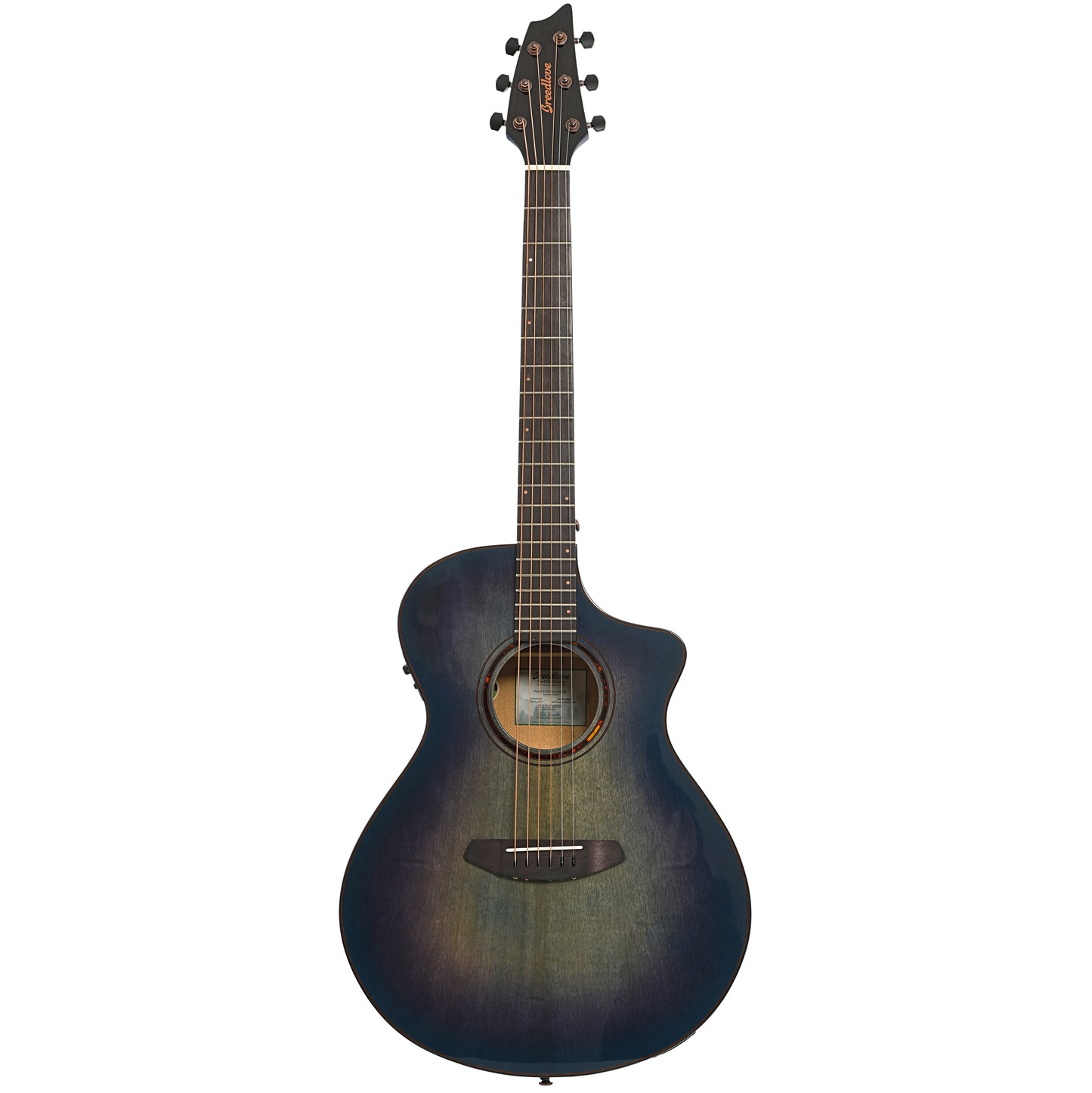 Full front of Breedlove Pursuit Exotic S Concert Blue Eyes CE Myrtlewood-Myrtlewood Acoustic-Electric 