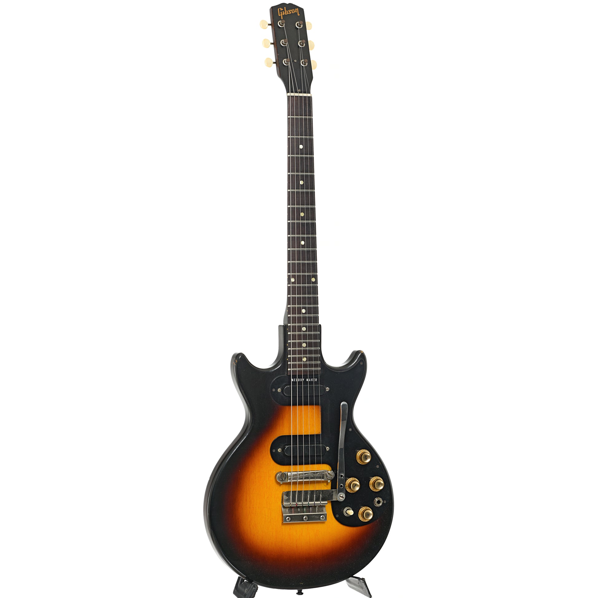 Full front and side of Gibson Melody Maker D Electric Guitar (1962)