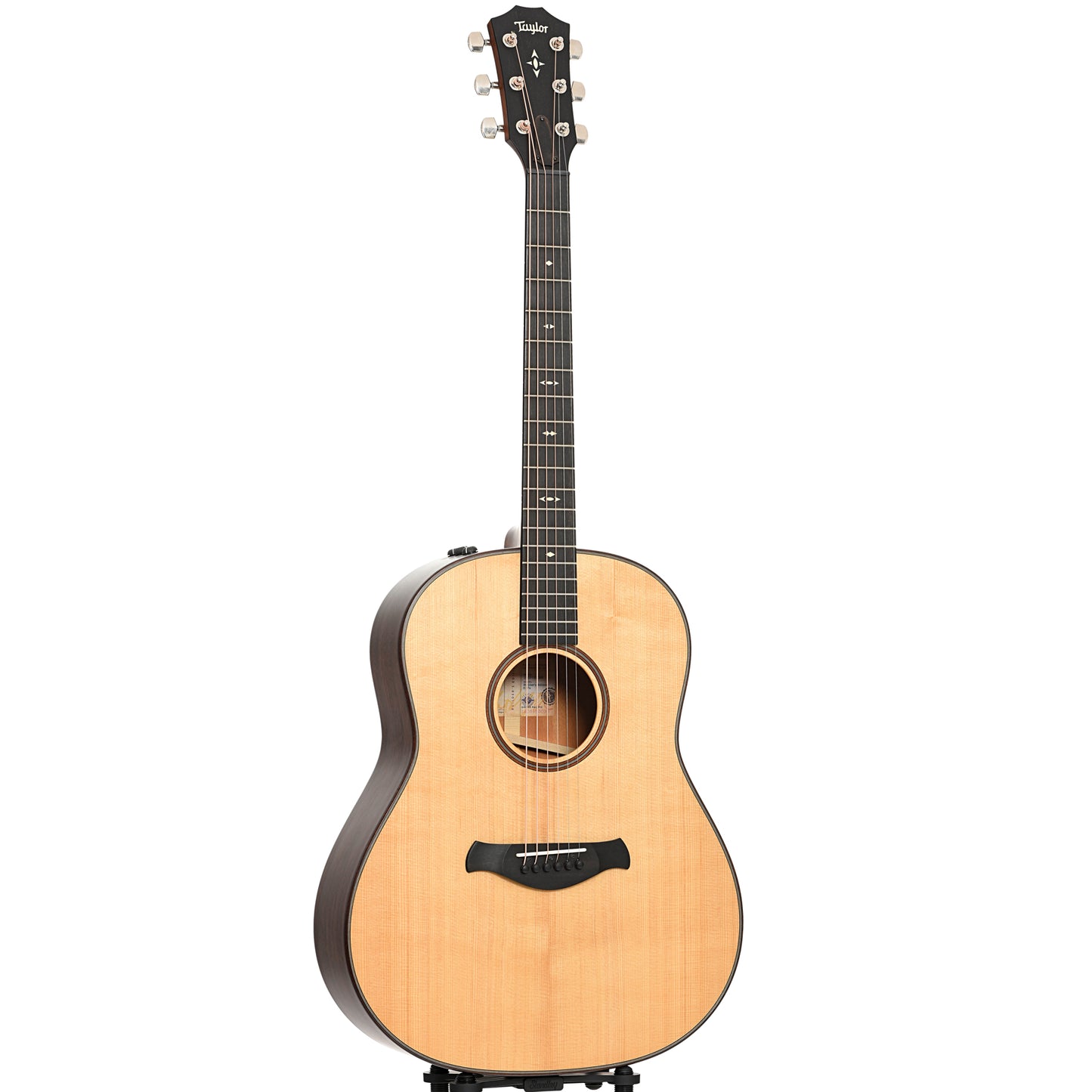 Full front and side of Taylor Builder's Edition 517e Acoustic Guitar