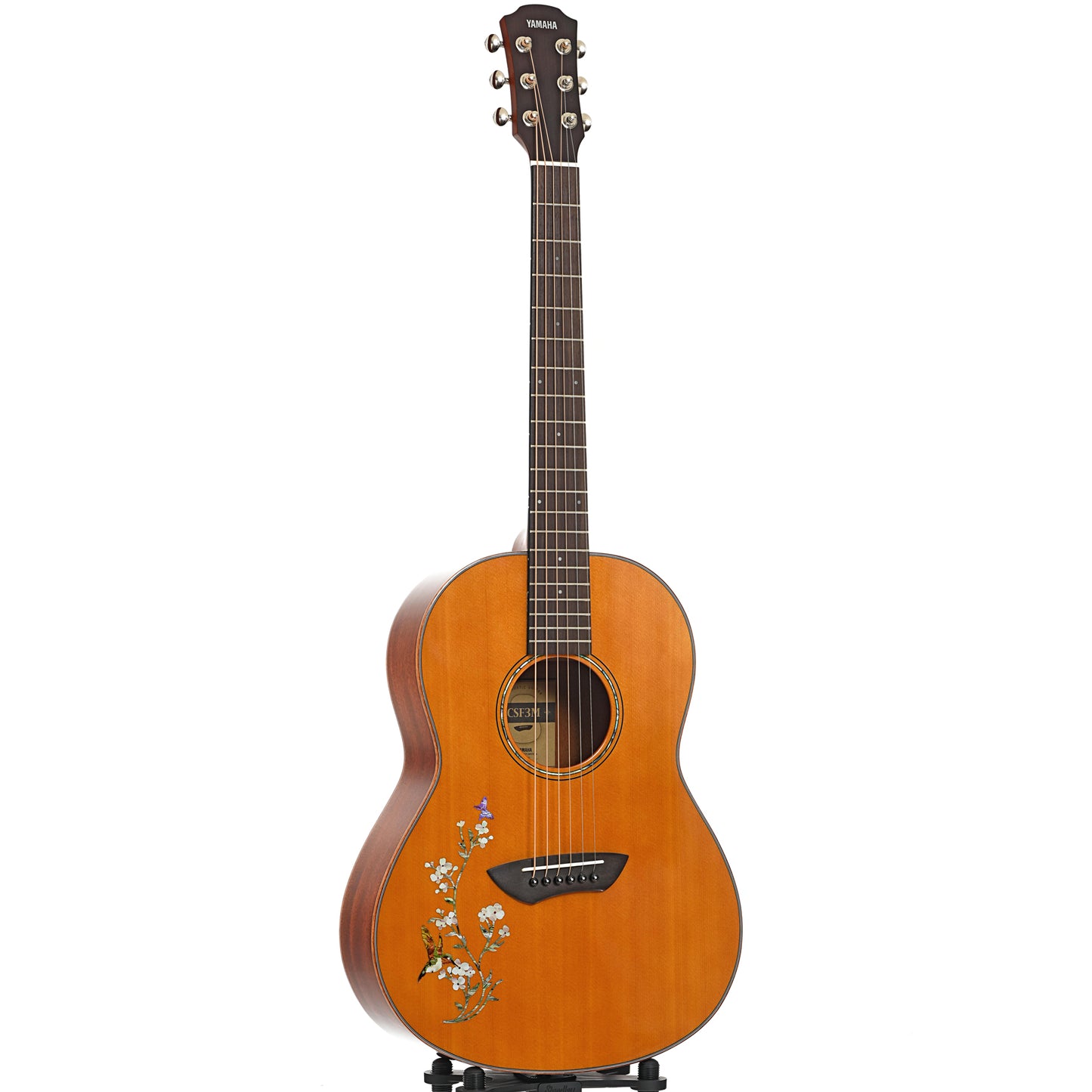 Full front and side of Yamaha CSF3M Parlor Size Acoustic Guitar (c.2021)