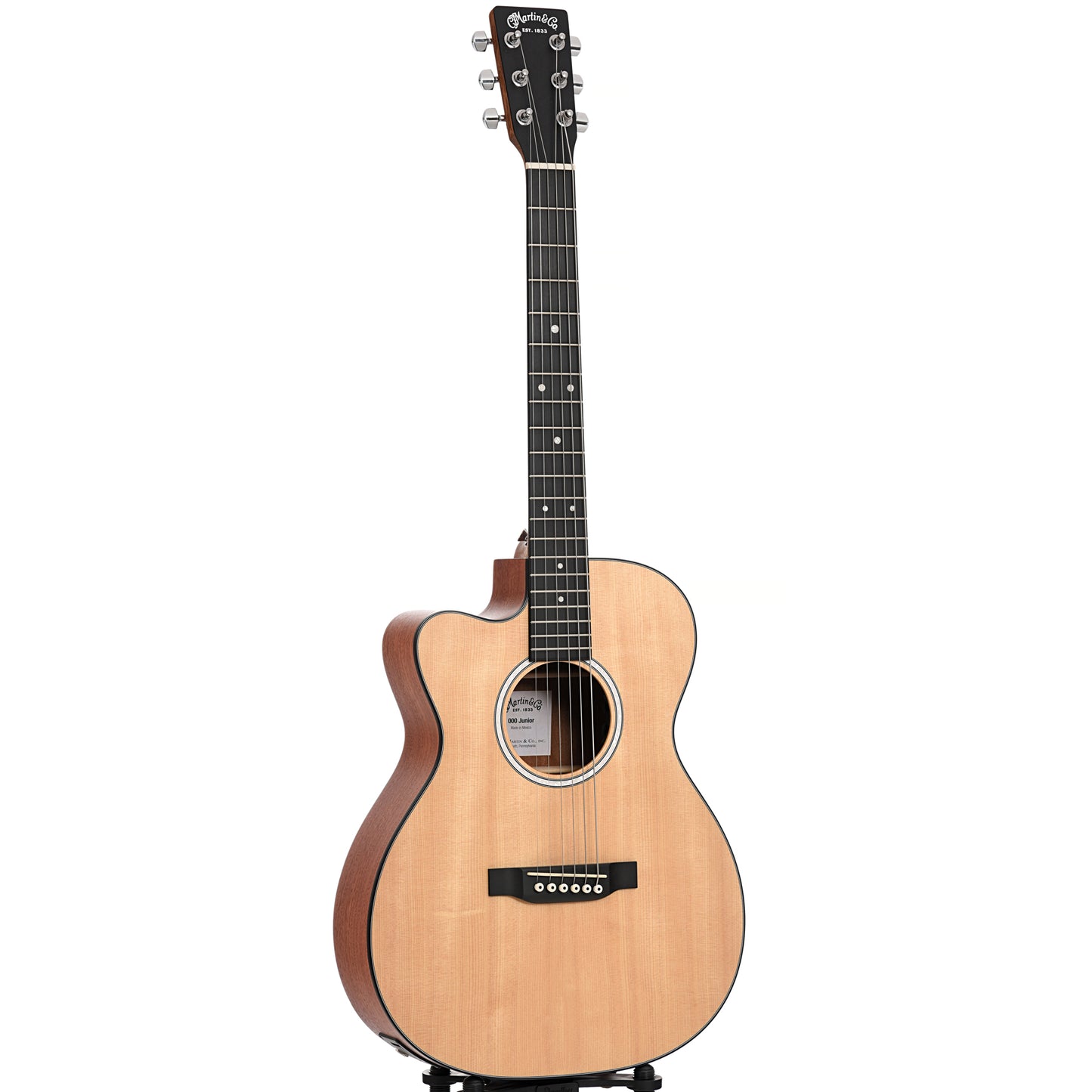 Full front and side of Martin 000CJr-10EL Lefthanded Cutaway 000 Junior 