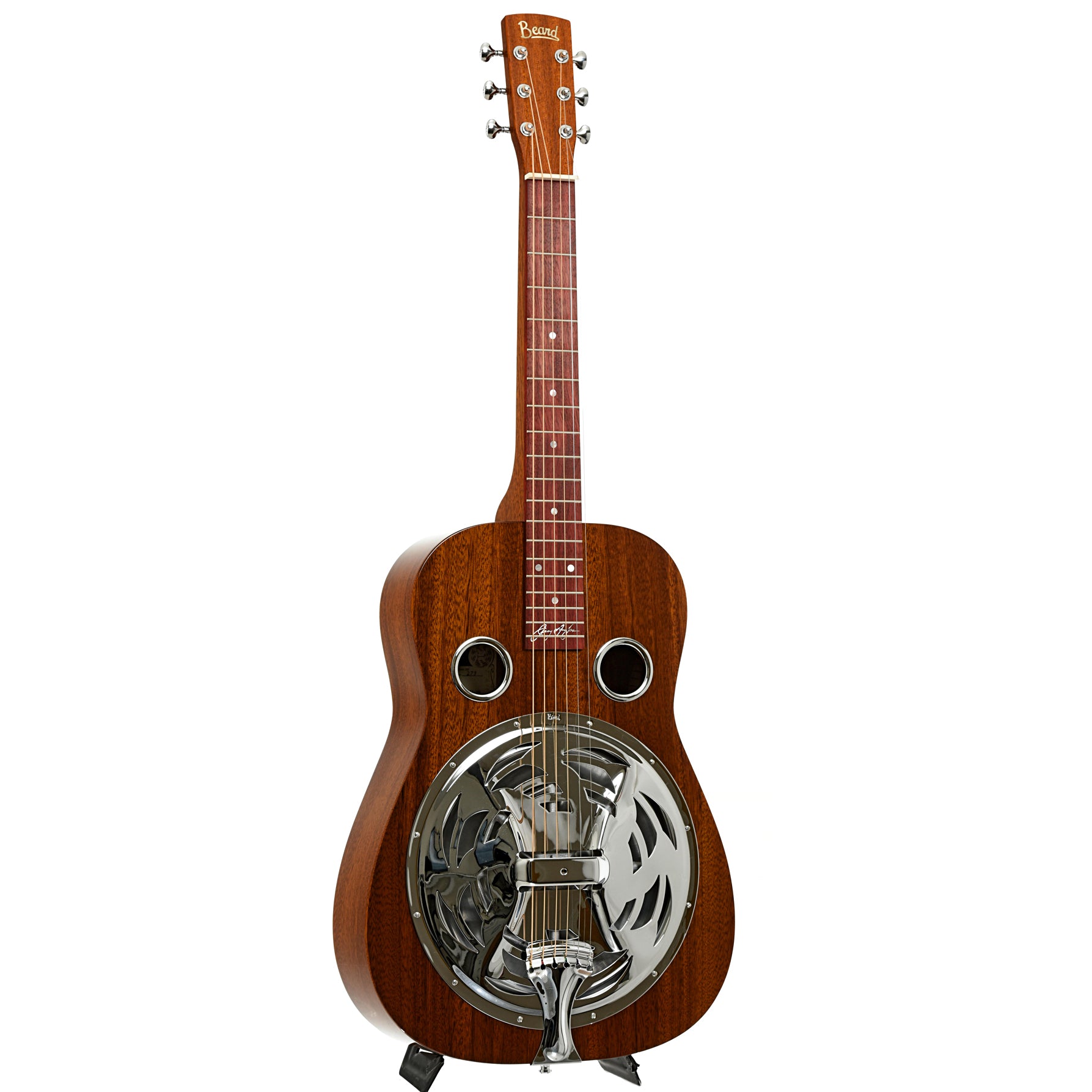 Full front and side of Beard Jerry Douglas Brown-Beard Squareneck Resonator Guitar