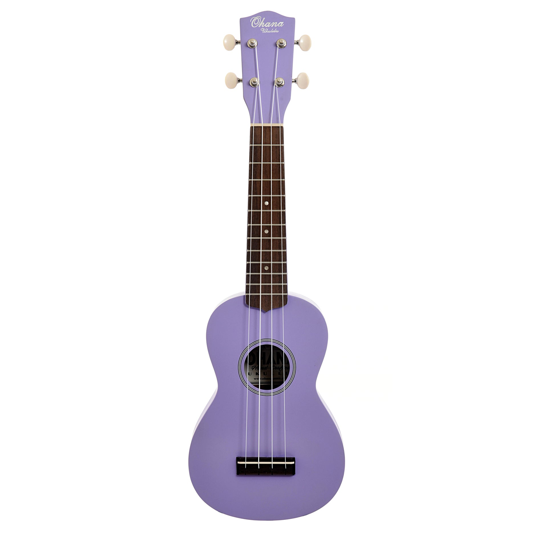 Full front of Ohana SK-10 Soprano Ukulele, Purple