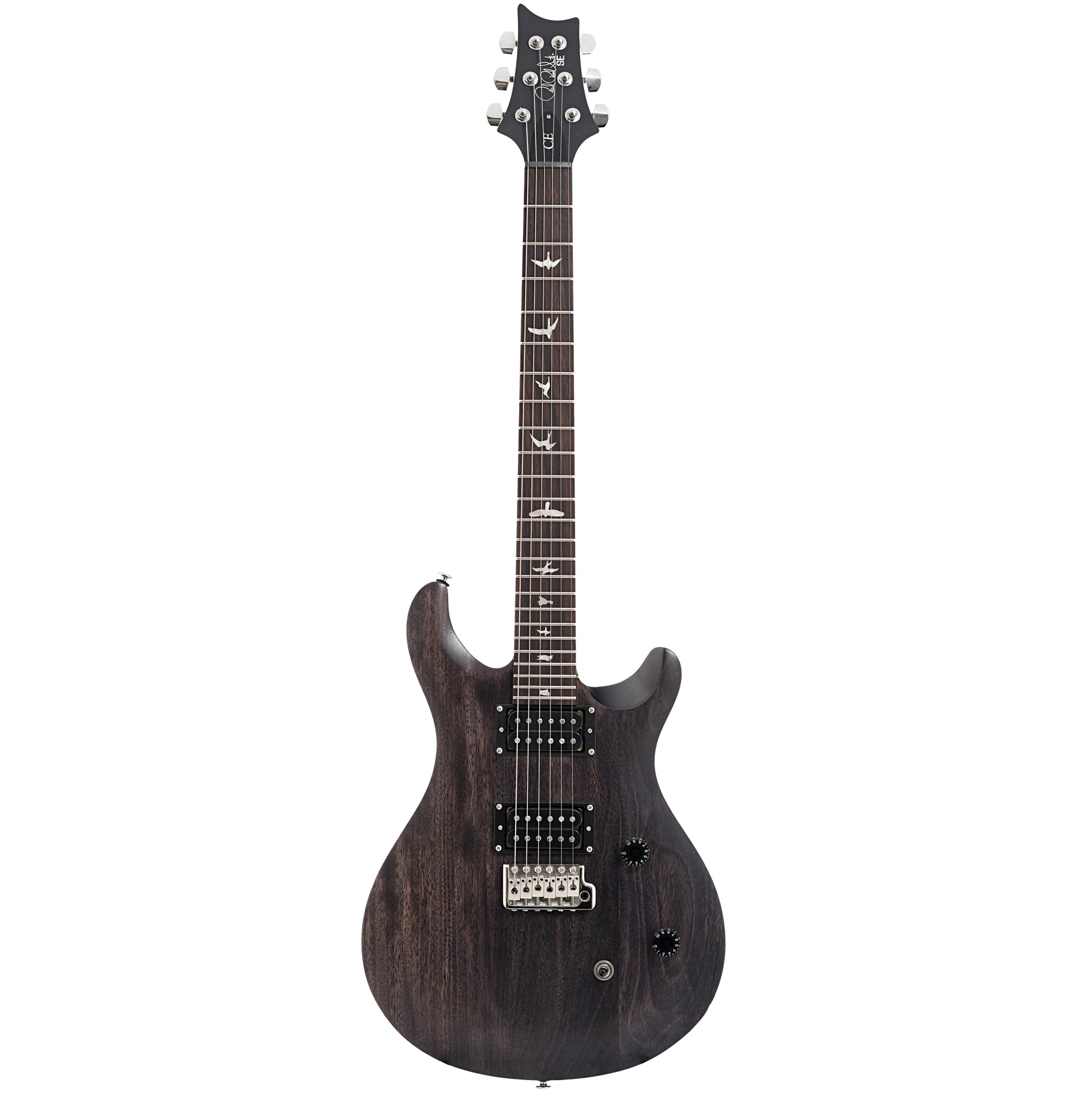 Full front of PRS SE CE24 Standard Satin Electric Guitar, Charcoal