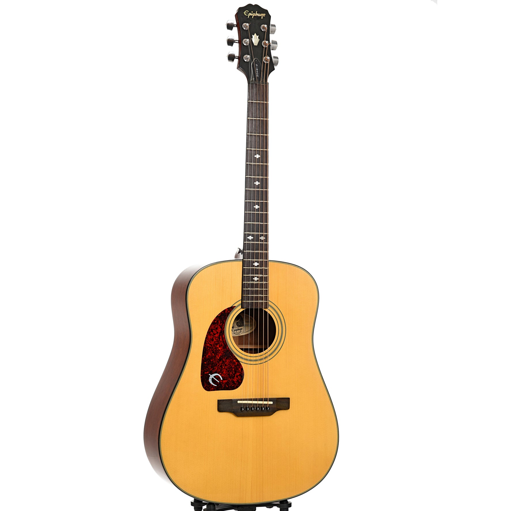 Full front and side of Epiphone PR-350S/ LH Acoustic Guitar