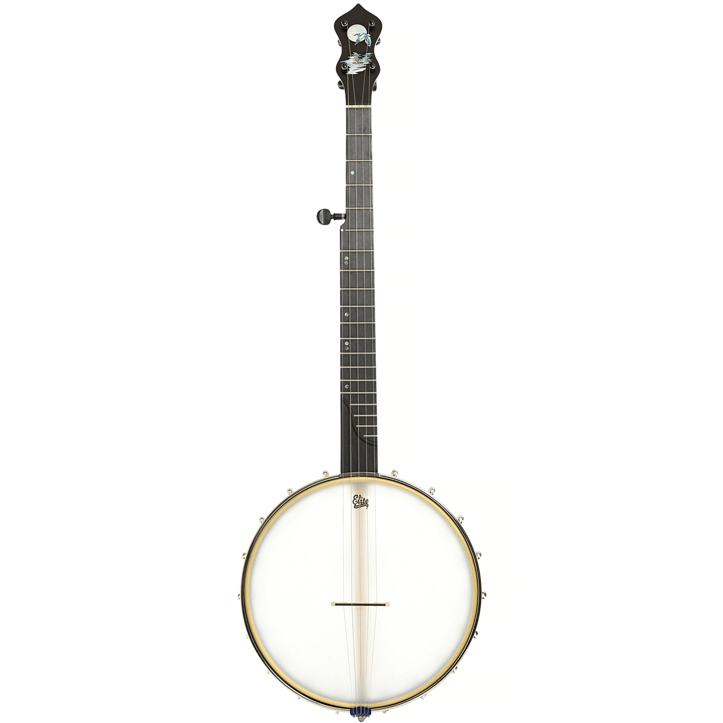 Full front of Chuck Lee Prairieville Openback Banjo #861, 12" Rim, Brass Hoop Tone Ring