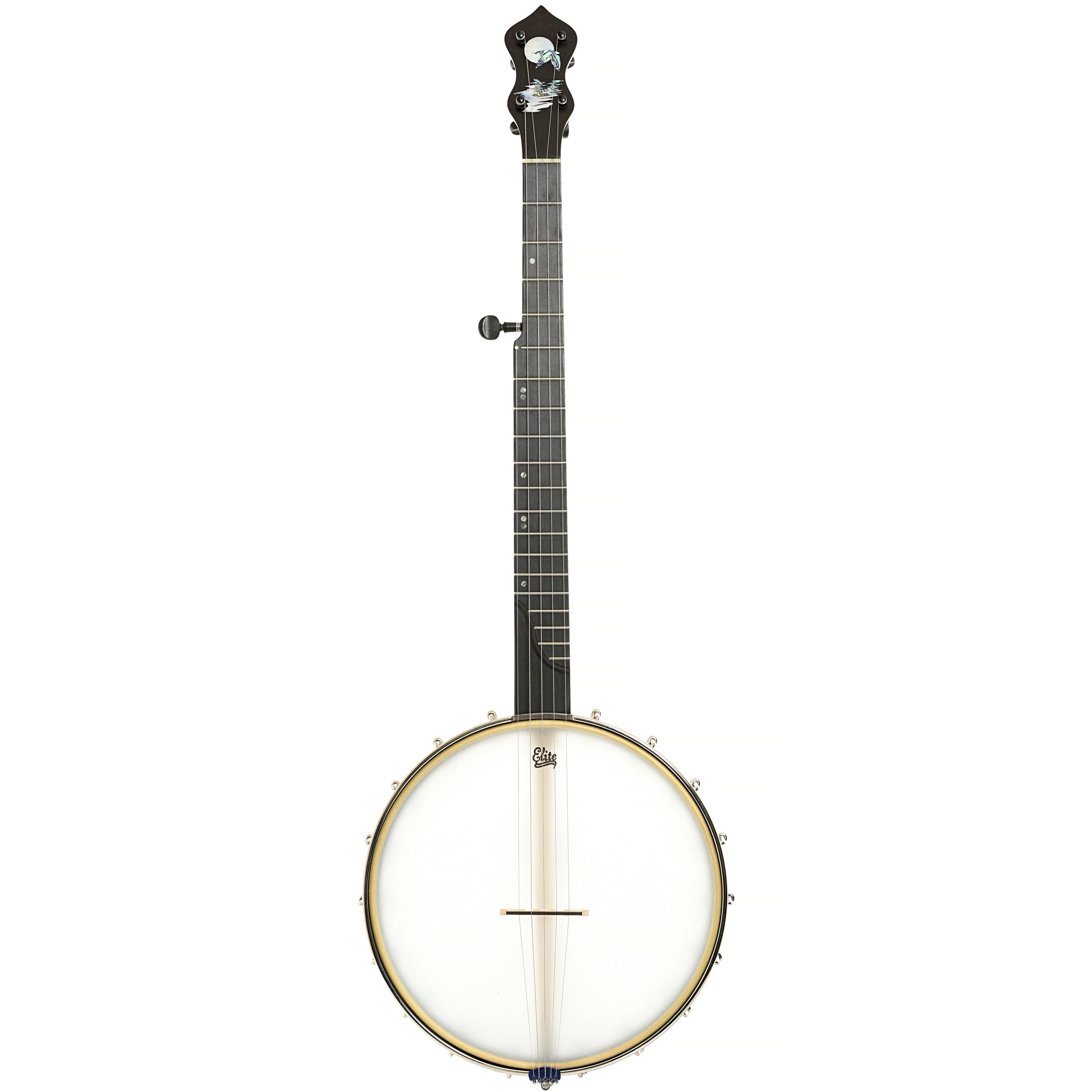 Full front of Chuck Lee Prairieville Openback Banjo #861, 12" Rim, Brass Hoop Tone Ring