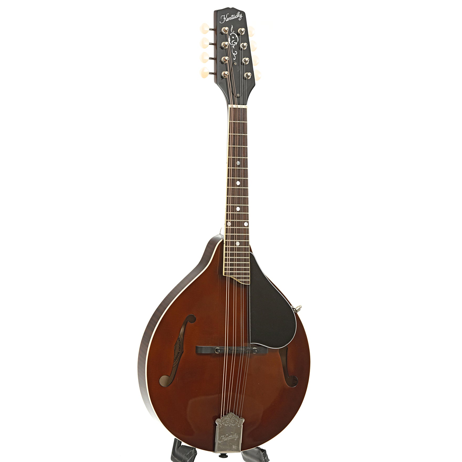 Full front and side of Kentucky KM-256 A-Style Mandolin 