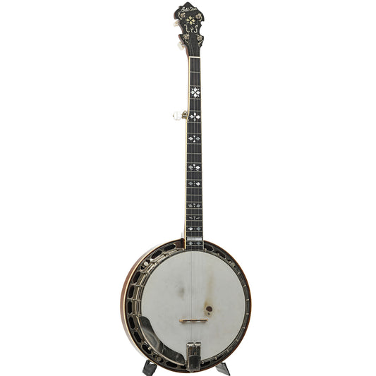 Full Front and side of Gold Star GF-100 HF Resonator Banjo (1984)