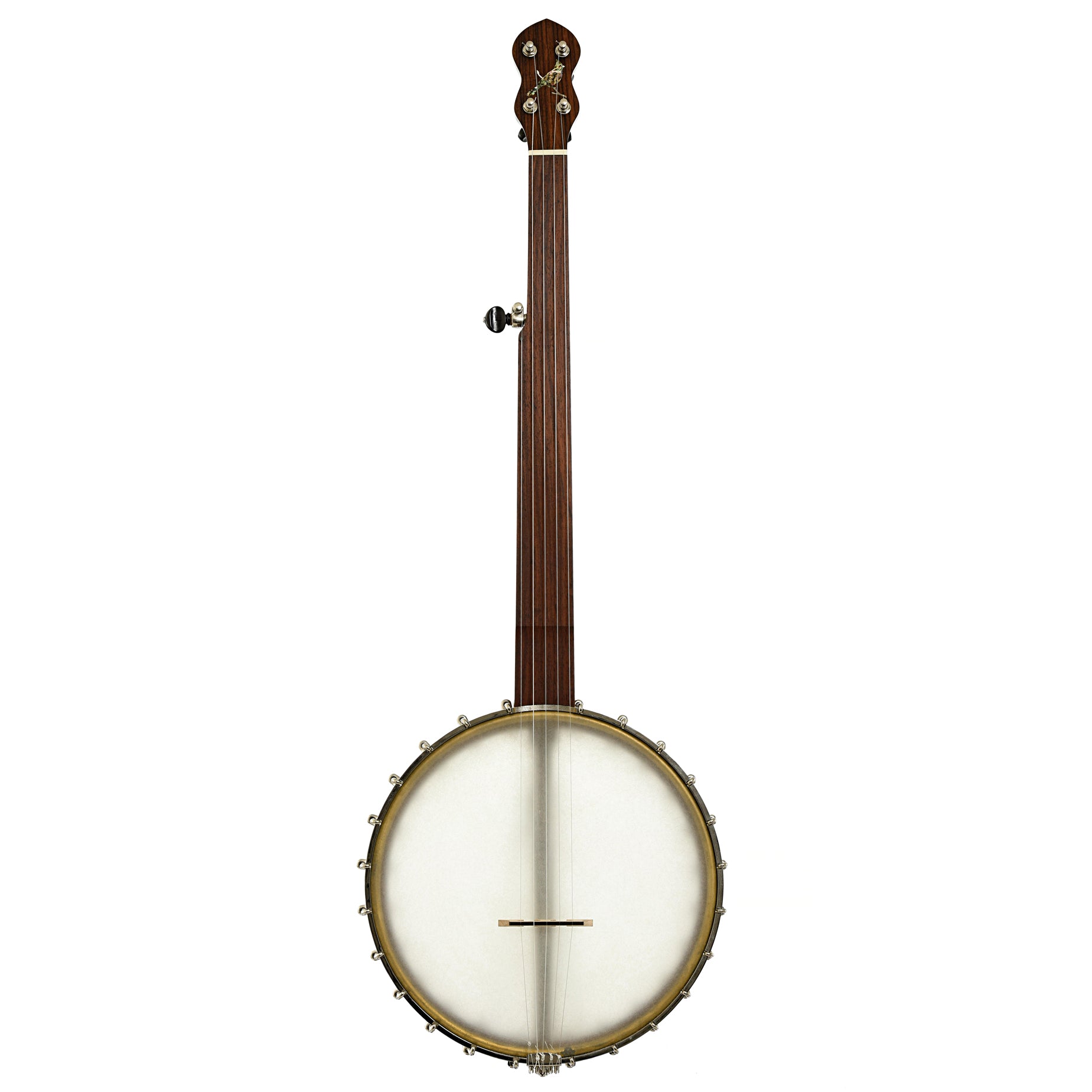 Full front of Cedar Mountain FH1S Fretless Open Back Banjo