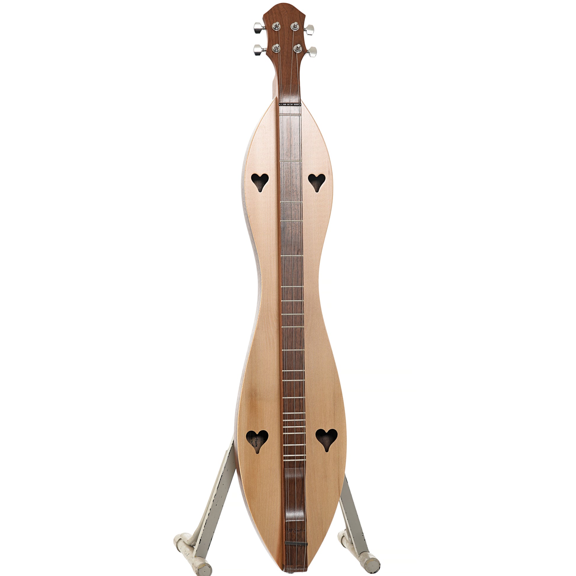 Front and side of McSpadden 4FH26WSY Walnut & Sycamore Lap Dulcimer 