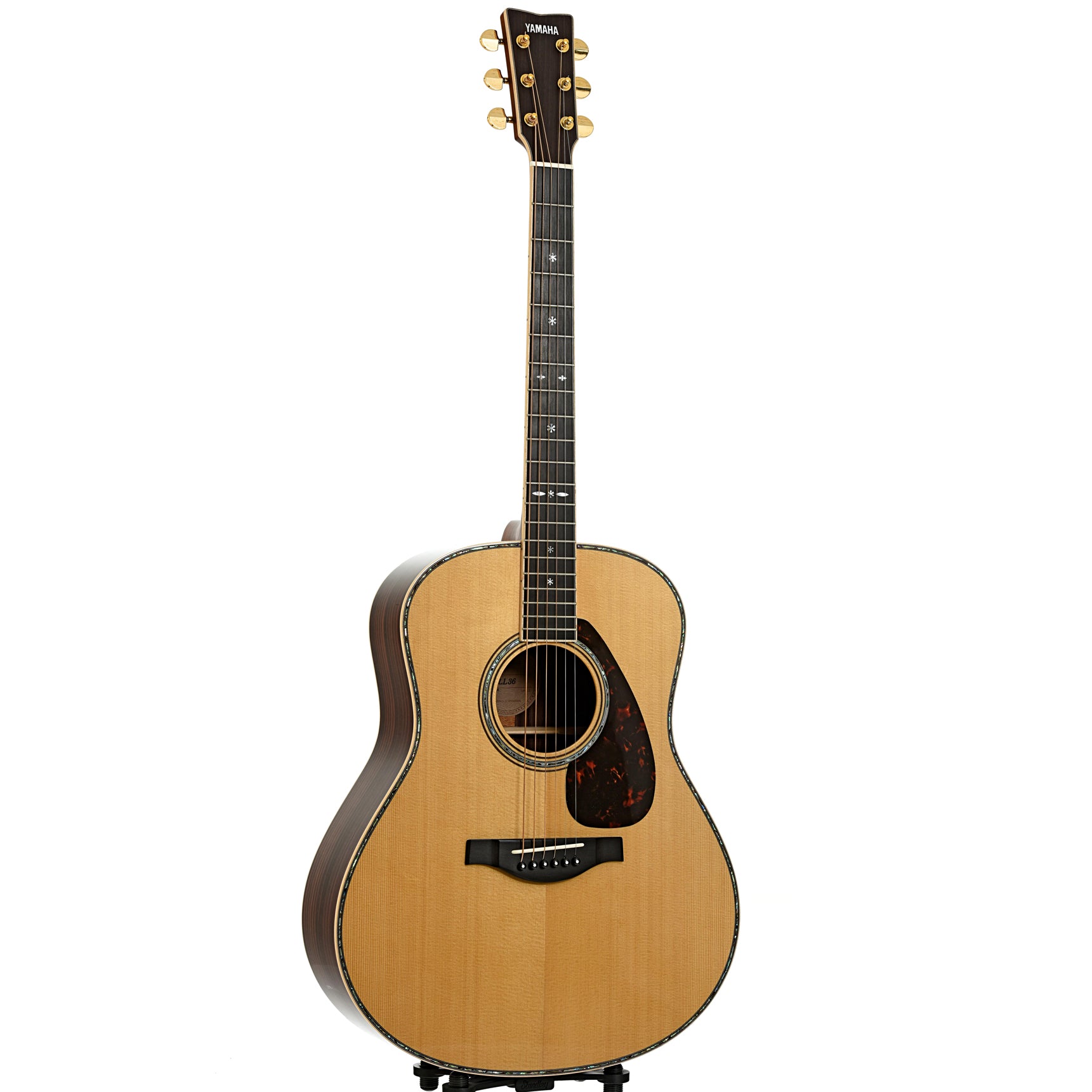 Full front and side of Yamaha LL36 Acoustic Guitar