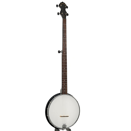 Full front and side of Gold Tone AC-1LN Long Neck Openback Banjo