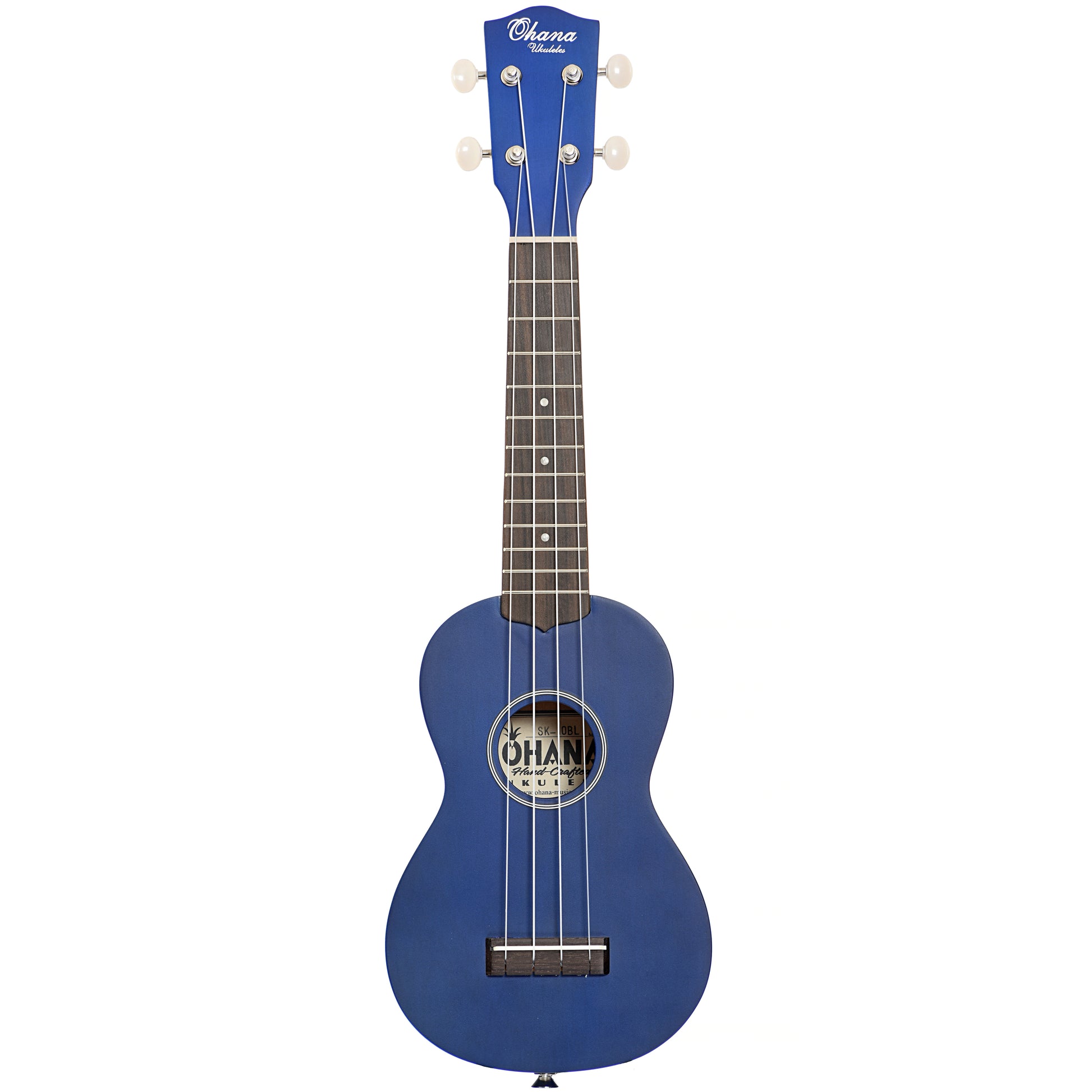 Full front of Ohana SK-10 Soprano Ukulele Blue