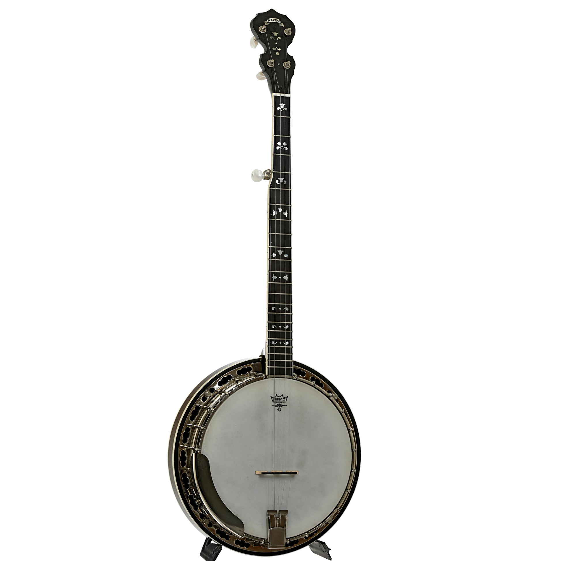 Full front and side of Deering Maple Blossom Resonator Banjo